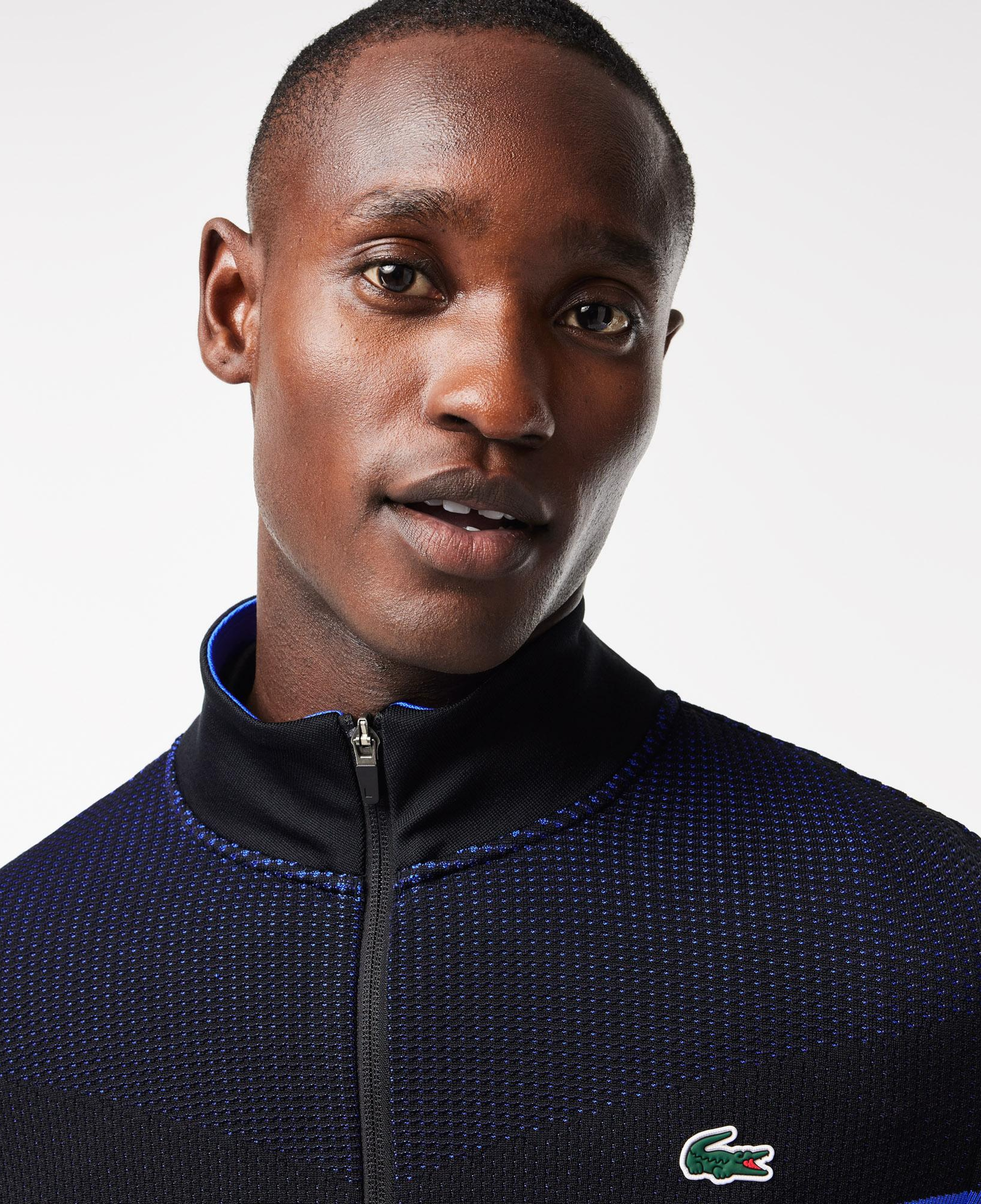 SPORT Erkek Regular Fit Fermuarlı Desenli Siyah Sweatshirt