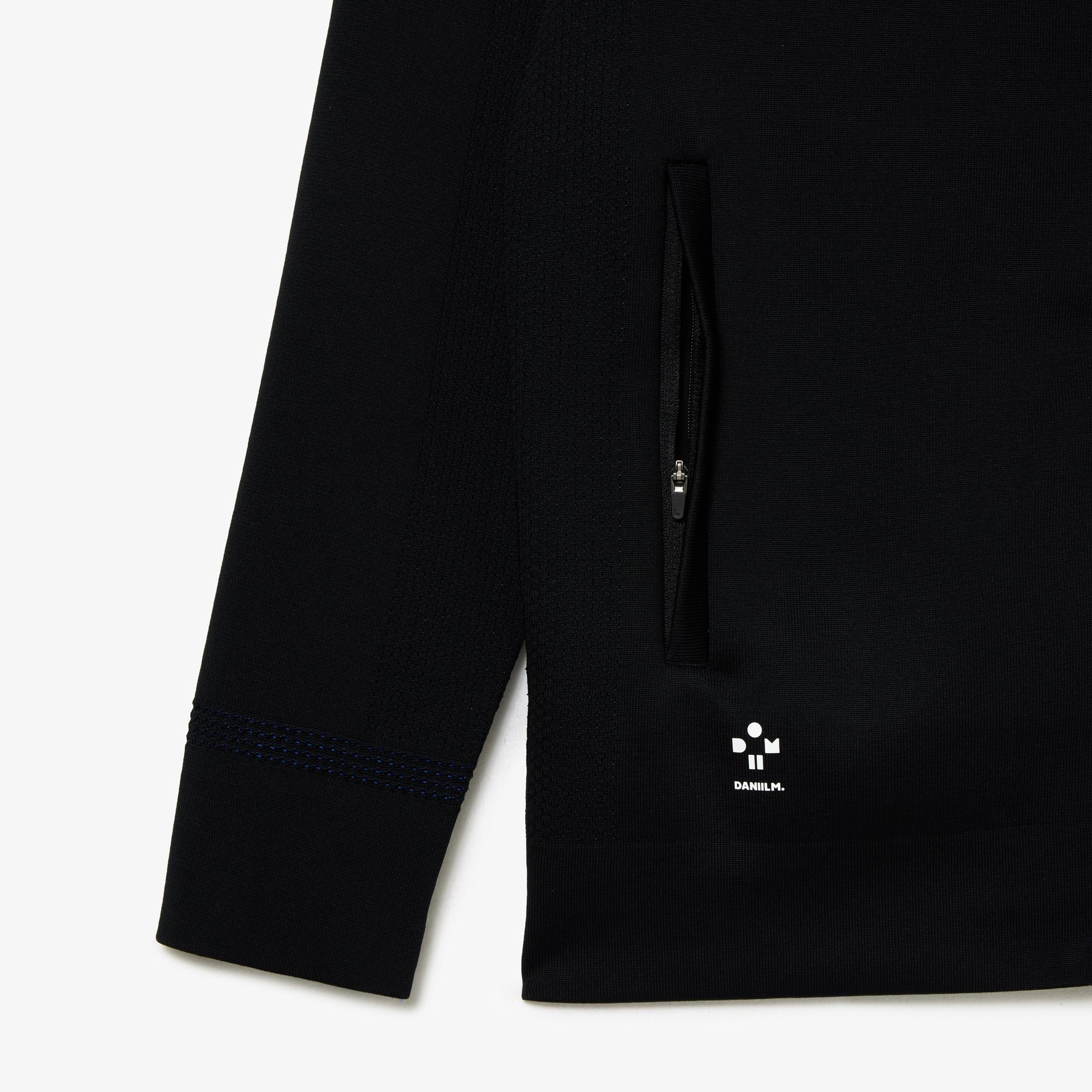 SPORT Erkek Regular Fit Fermuarlı Desenli Siyah Sweatshirt