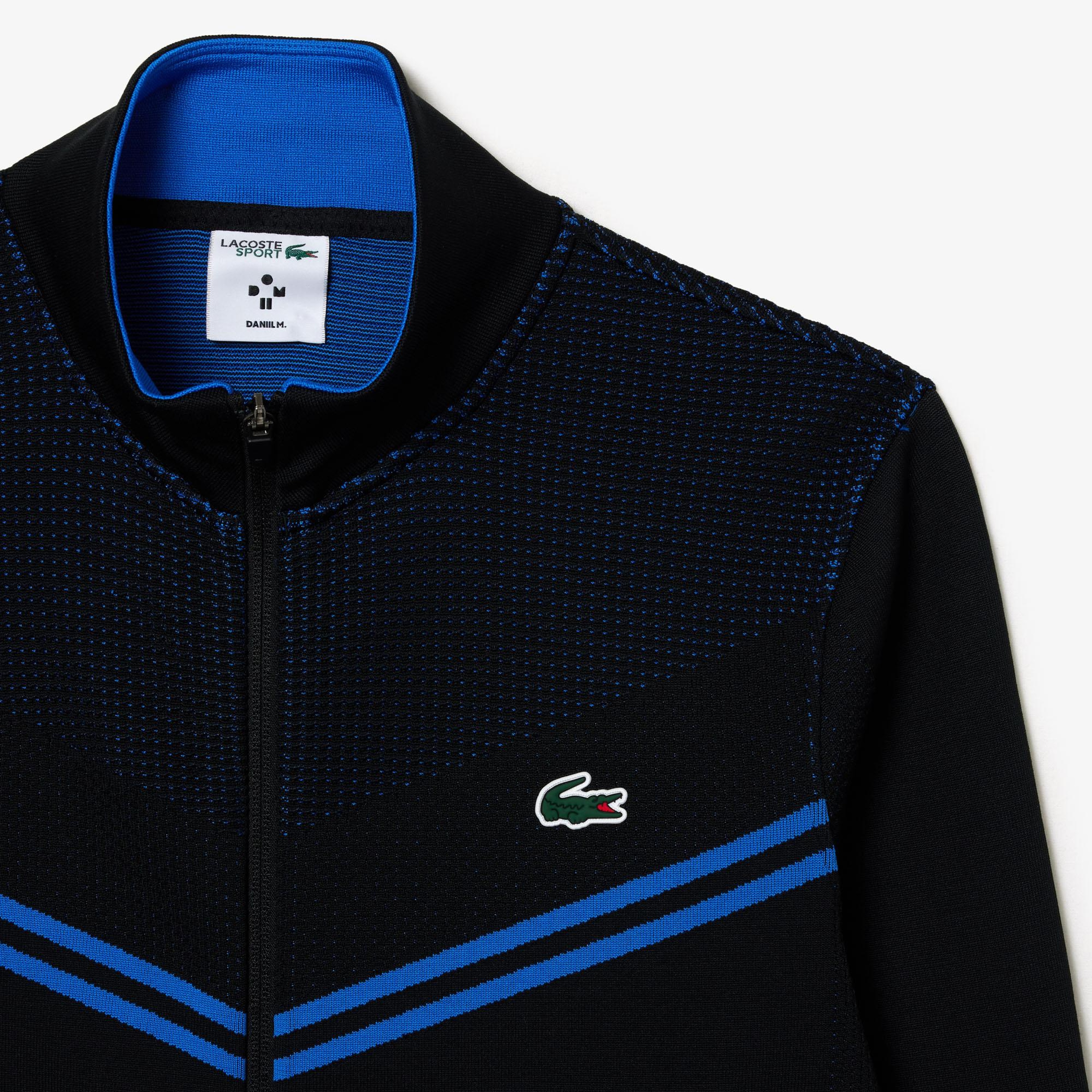SPORT Erkek Regular Fit Fermuarlı Desenli Siyah Sweatshirt