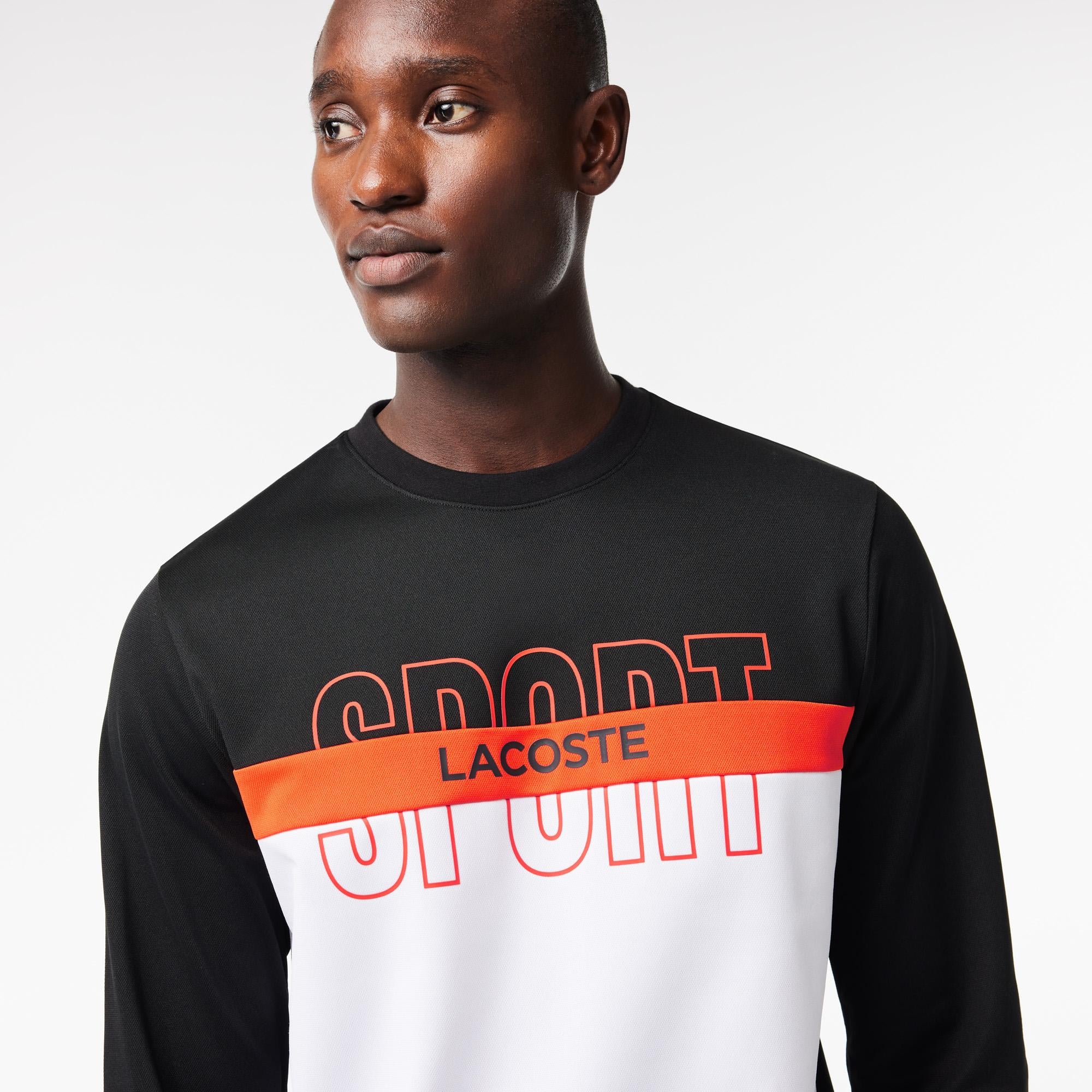 SPORT Erkek Classic Fit Bisiklet Yaka Baskılı Siyah Sweatshirt