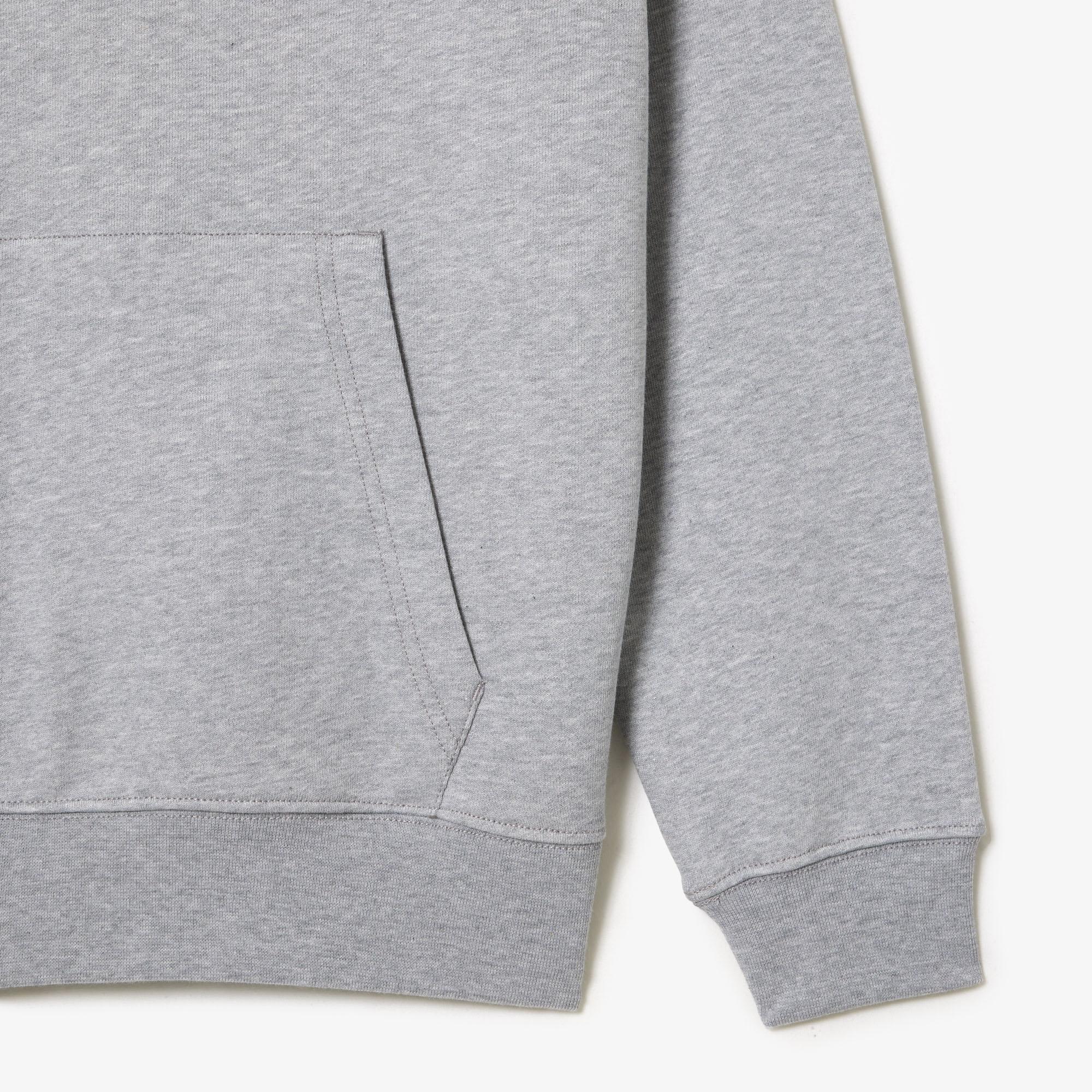 Erkek Classic Fit Kapüşonlu Baskılı Gri Sweatshirt