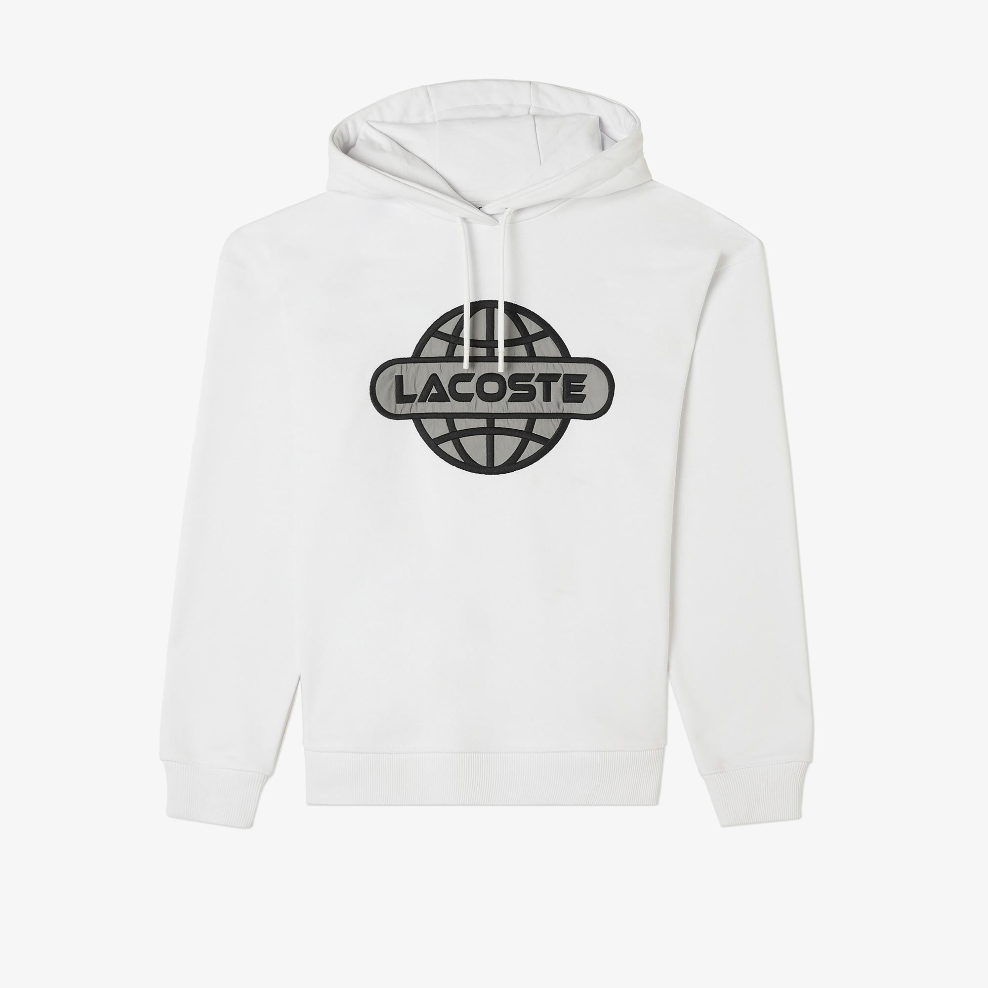 Erkek Relaxed Fit Kapüşonlu Baskılı Beyaz Sweatshirt