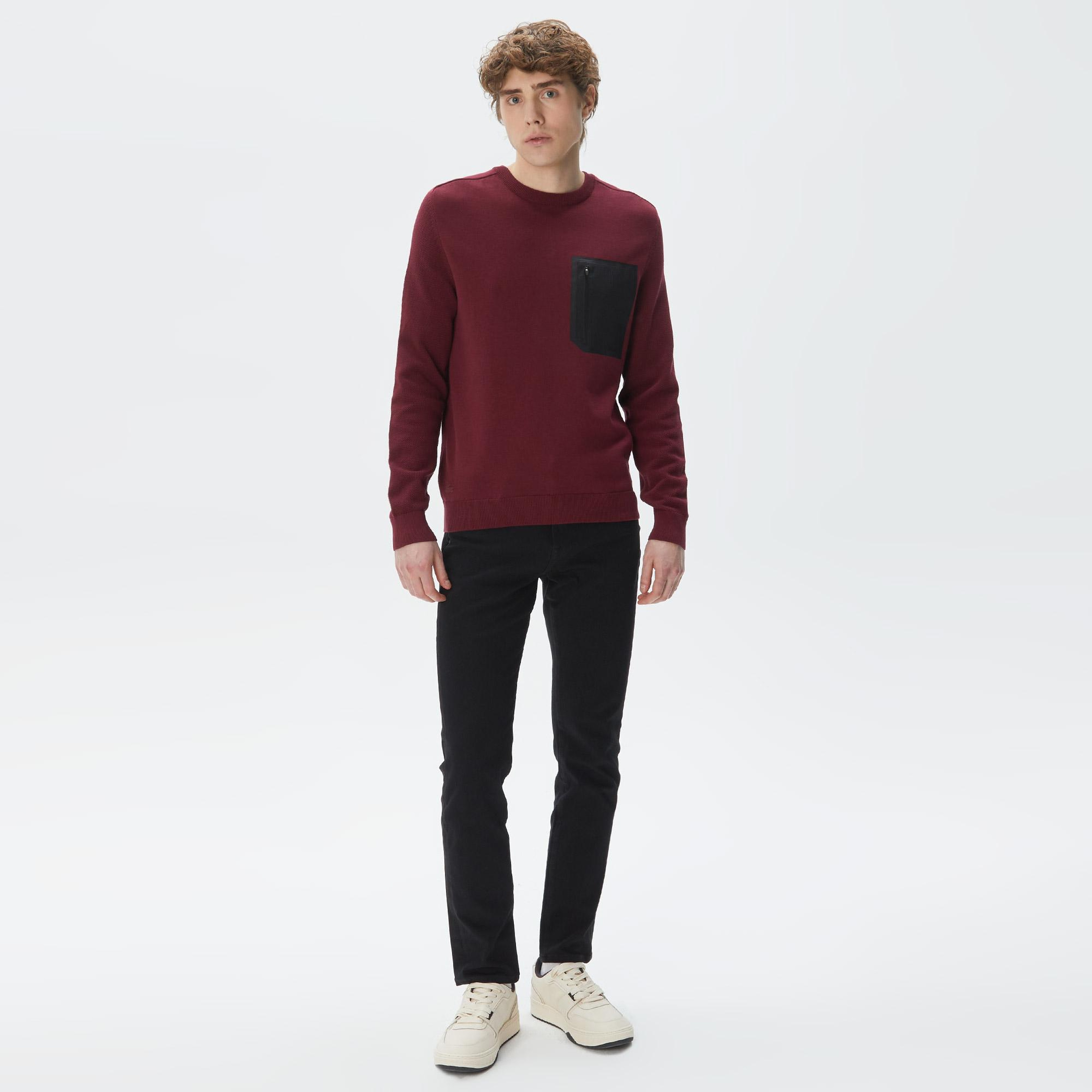 Erkek Regular Fit Bisiklet Yaka Bordo Triko