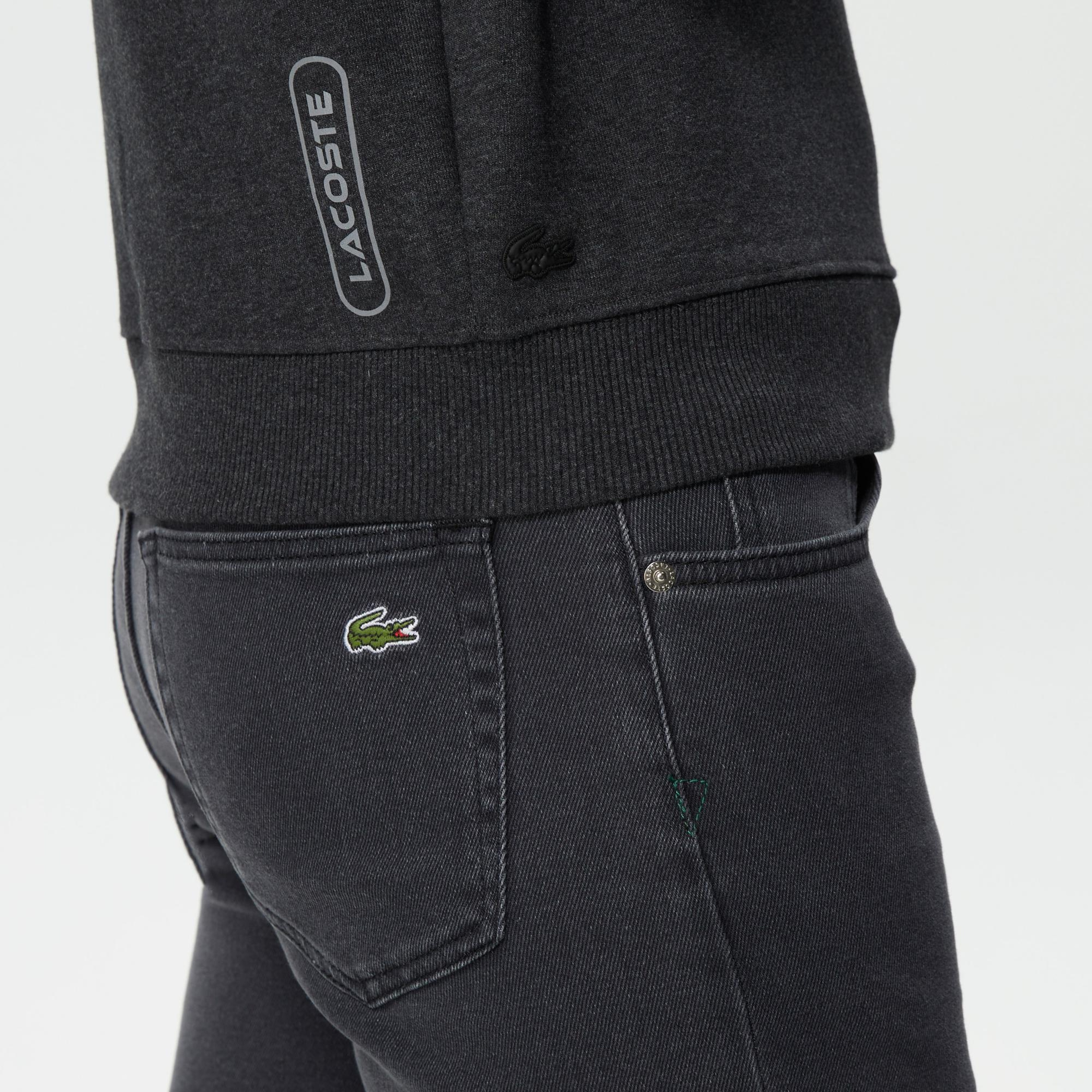 Lacoste Erkek Relaxed Fit Kapüşonlu Baskılı Gri Sweatshirt