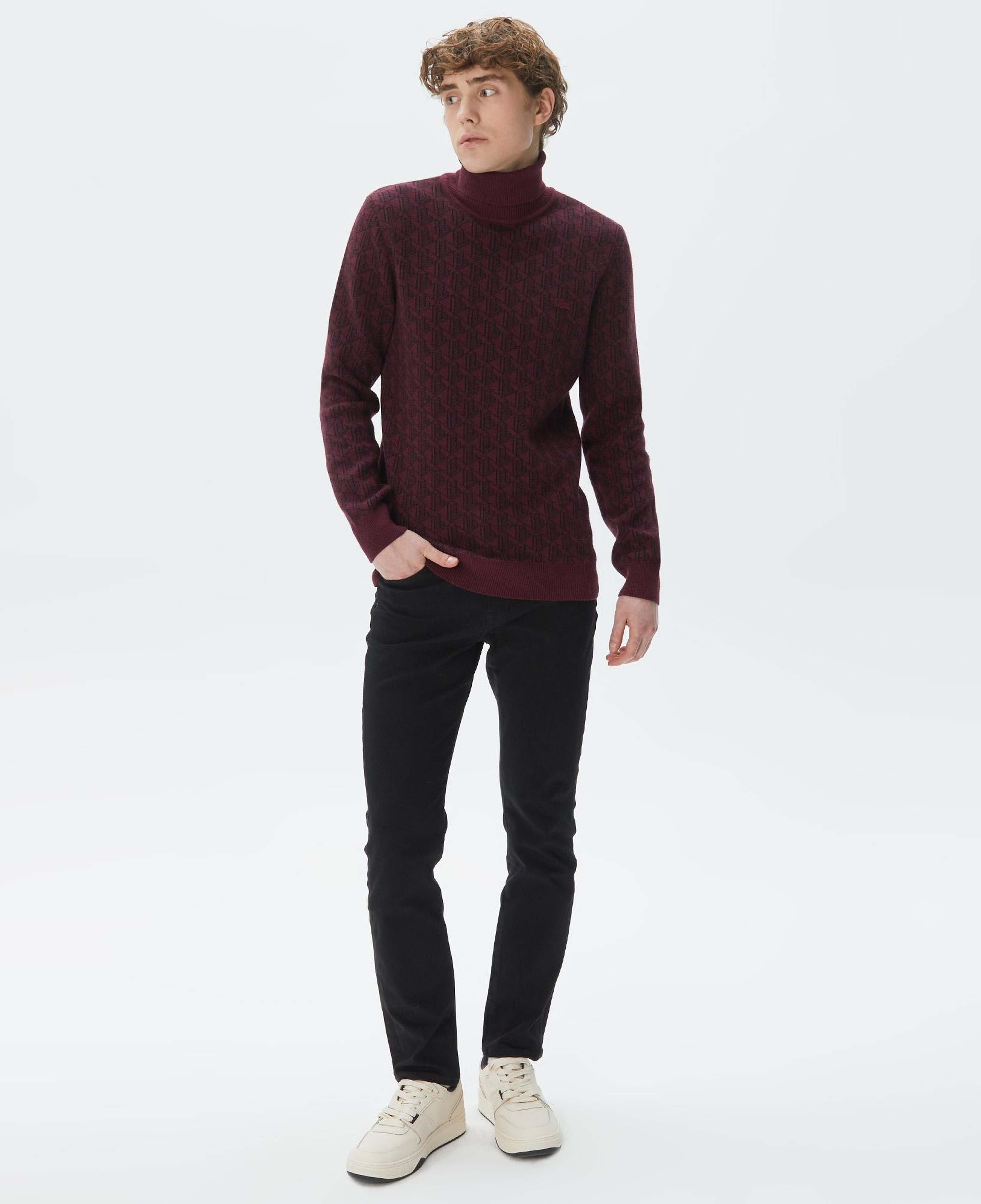 Lacoste Erkek Boğazlı Yaka Bordo Triko