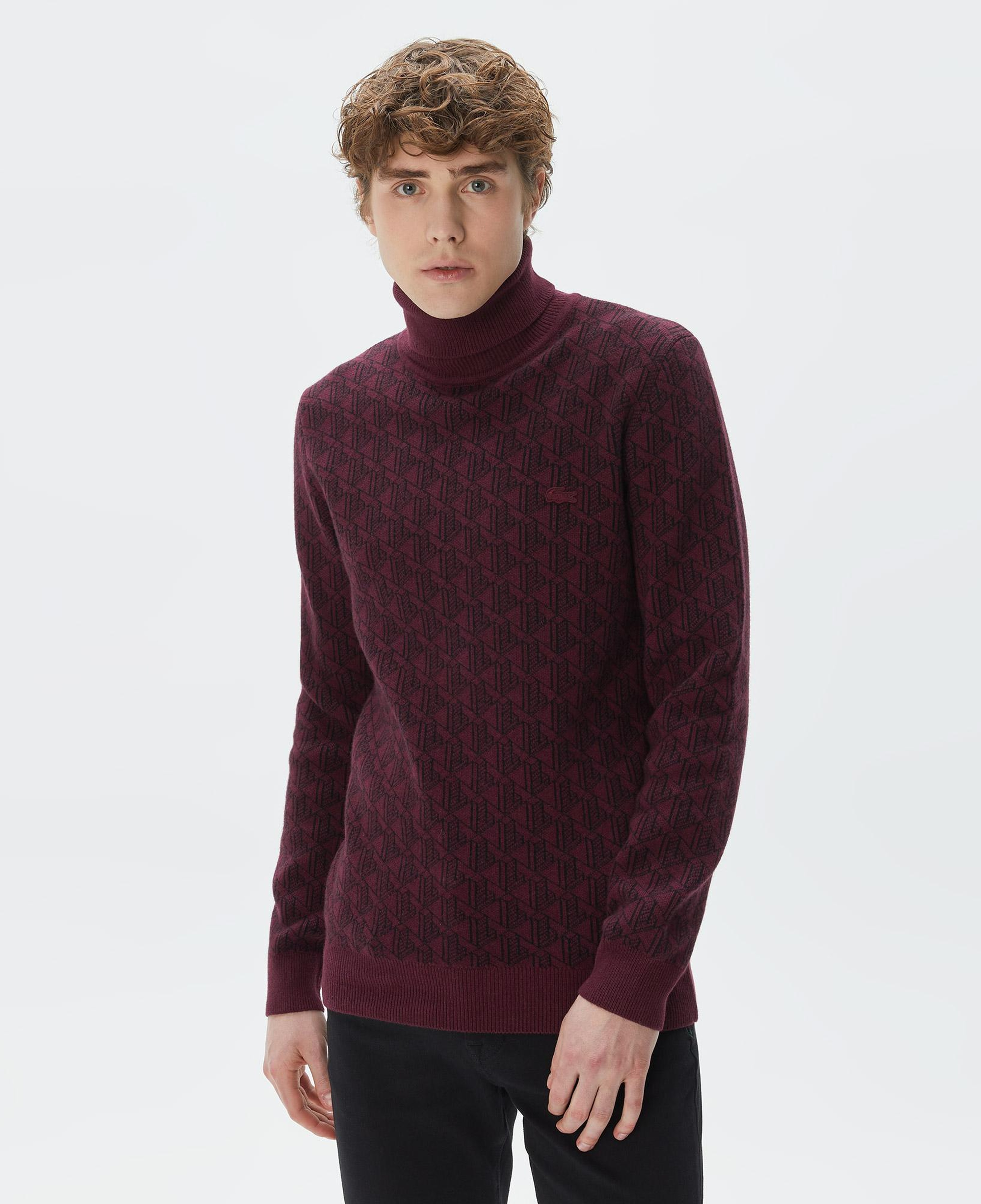 Lacoste Erkek Boğazlı Yaka Bordo Triko