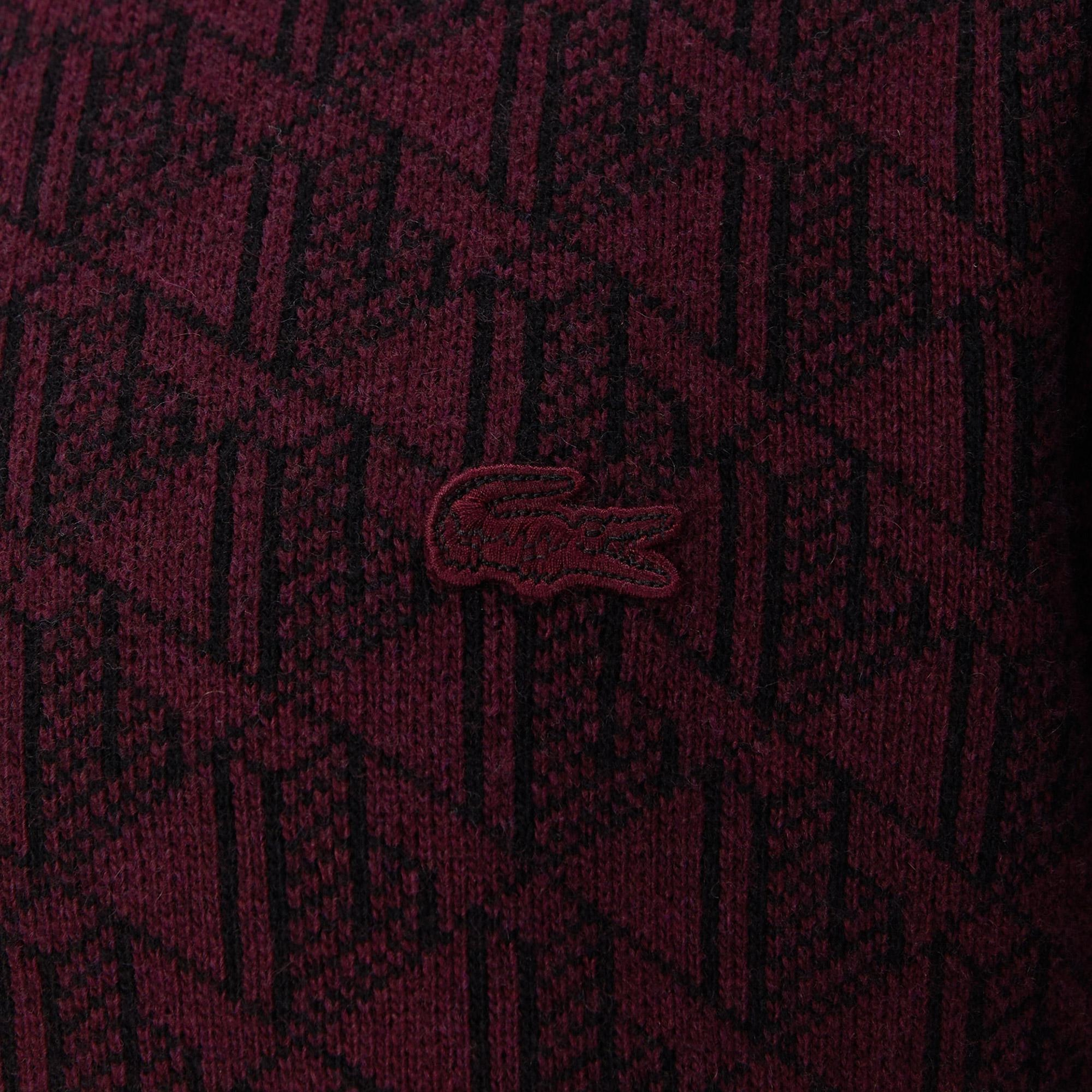 Lacoste Erkek Boğazlı Yaka Bordo Triko