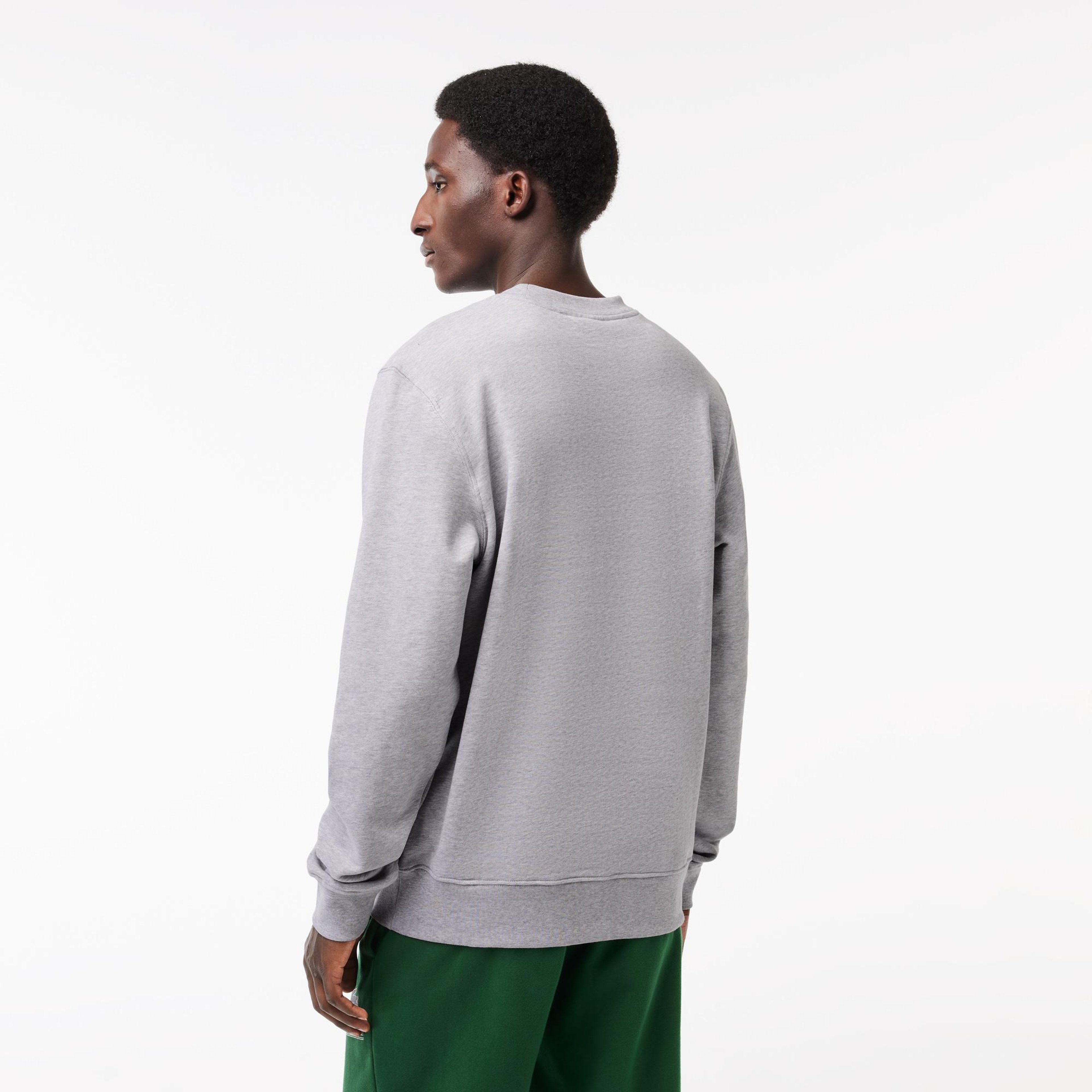 Erkek Classic Fit Bisiklet Yaka Baskılı Gri Sweatshirt