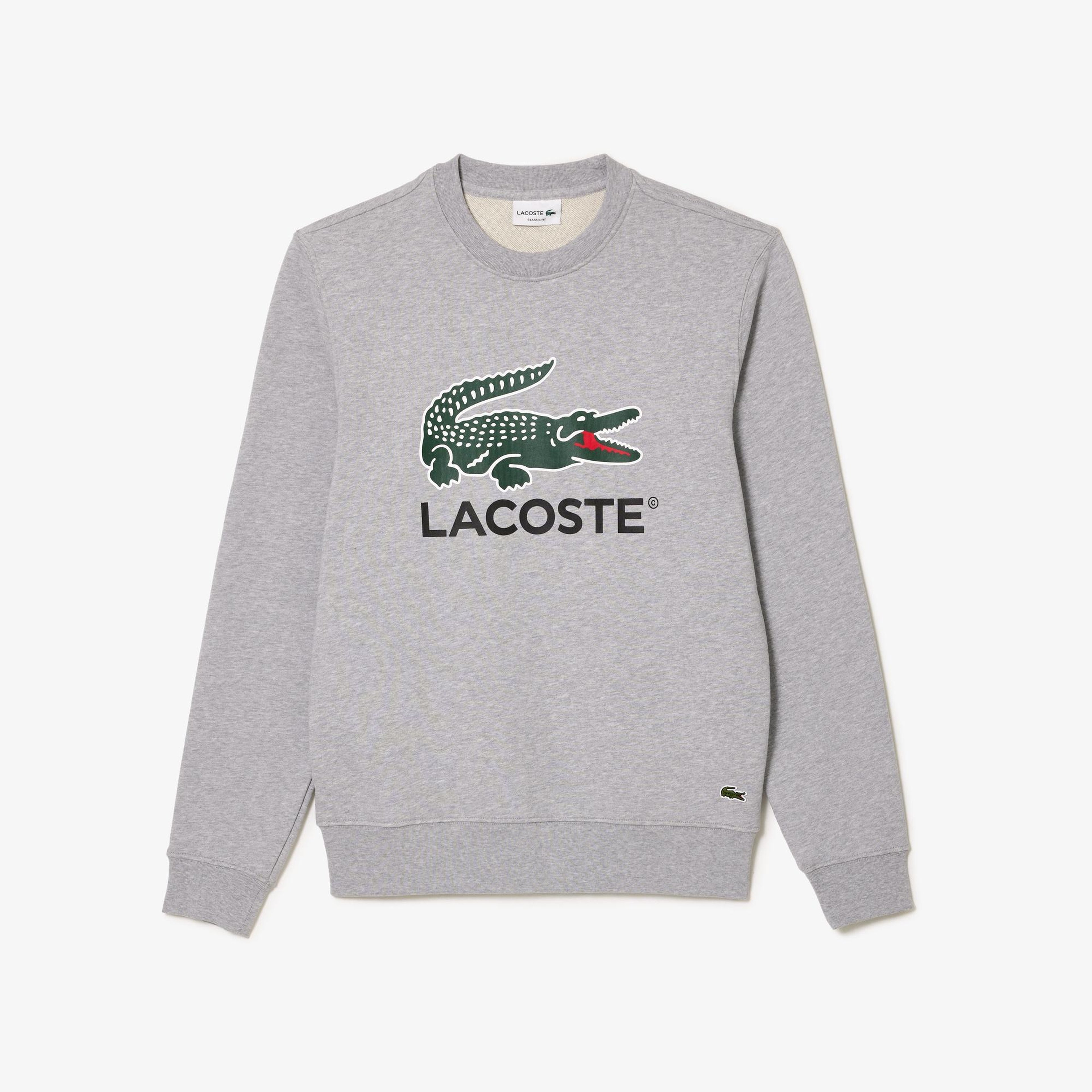 Erkek Classic Fit Bisiklet Yaka Baskılı Gri Sweatshirt