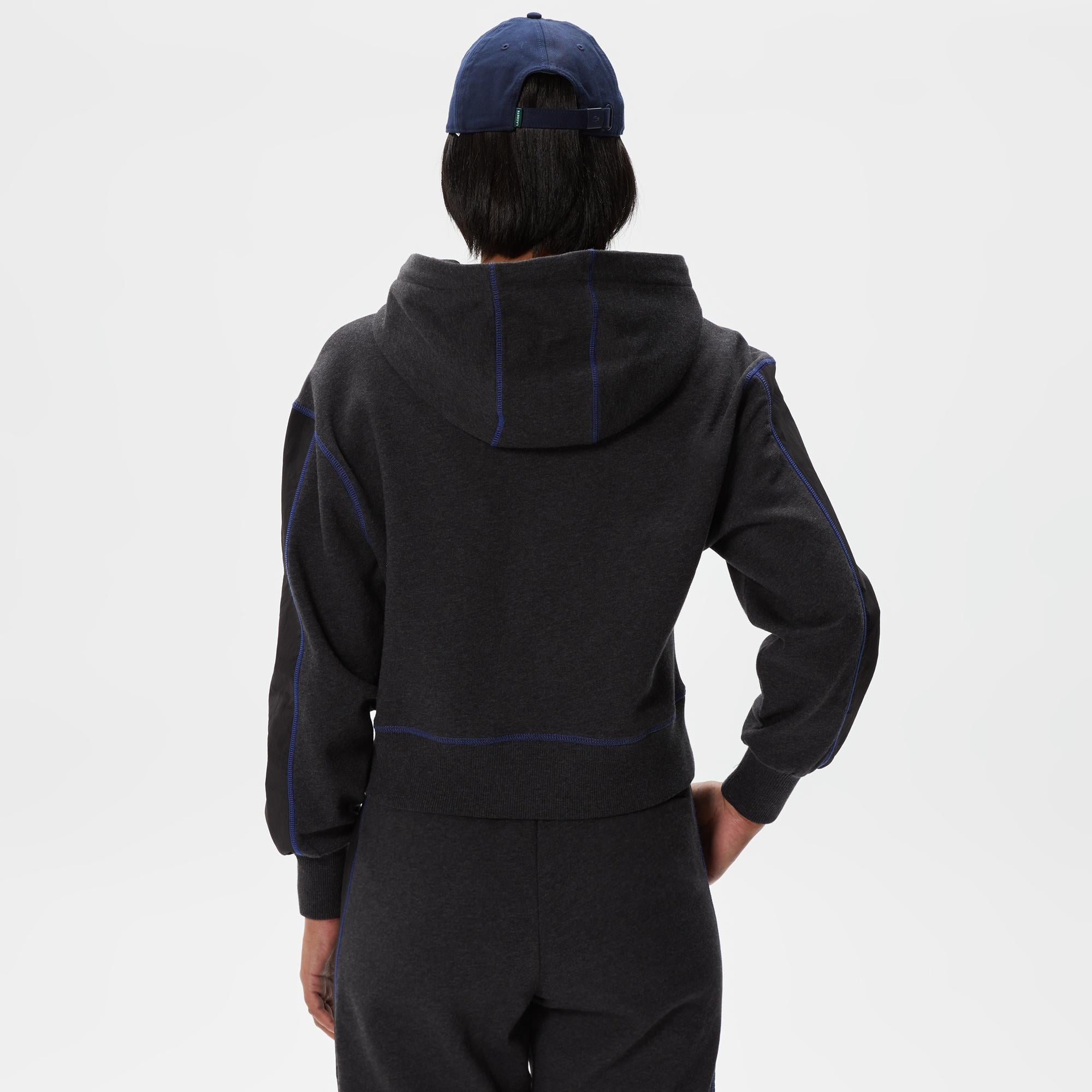 Kadın Relaxed Fit Kapüşonlu Renk Bloklu Siyah Sweatshirt
