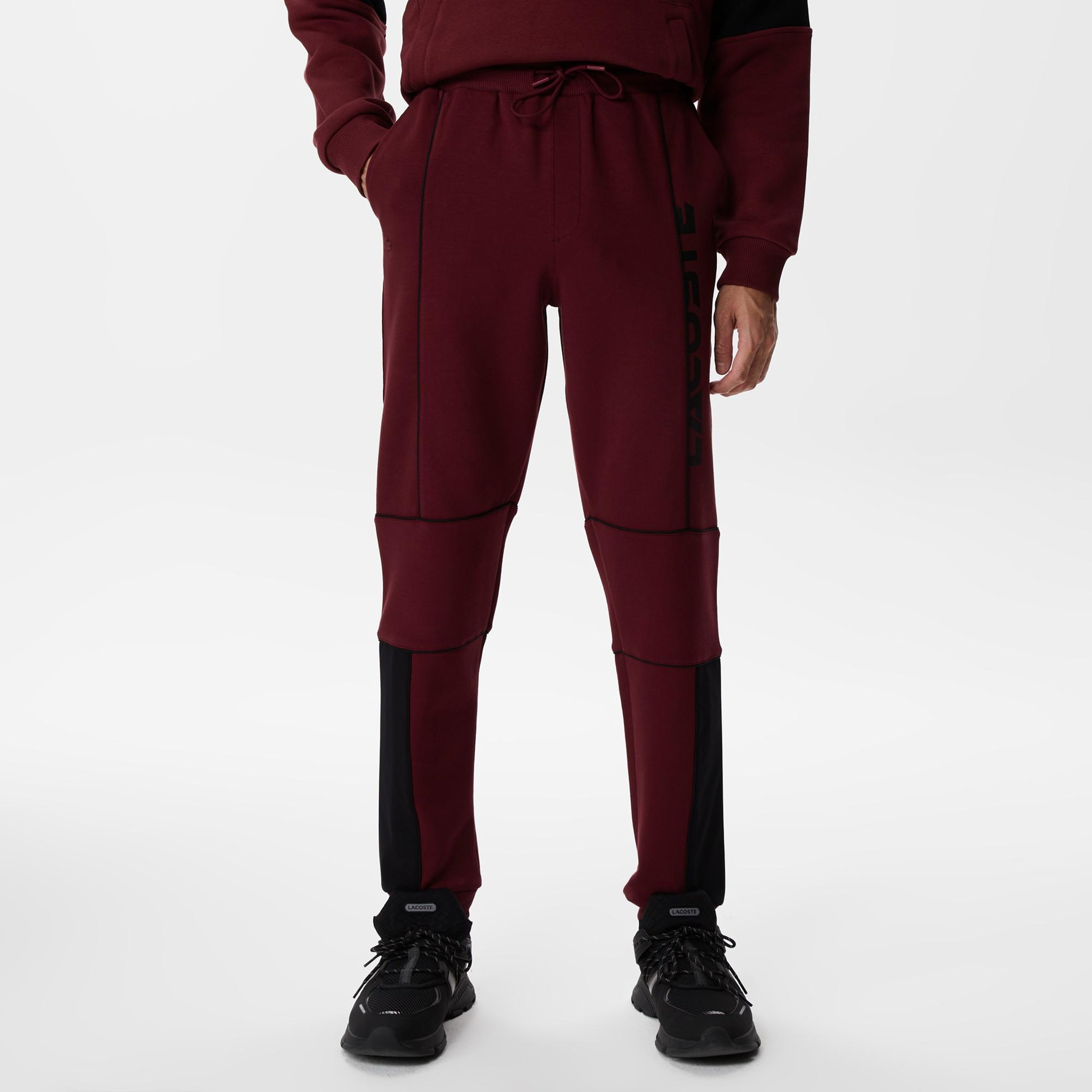 Erkek Slim Fit Baskılı Bordo Eşofman Altı