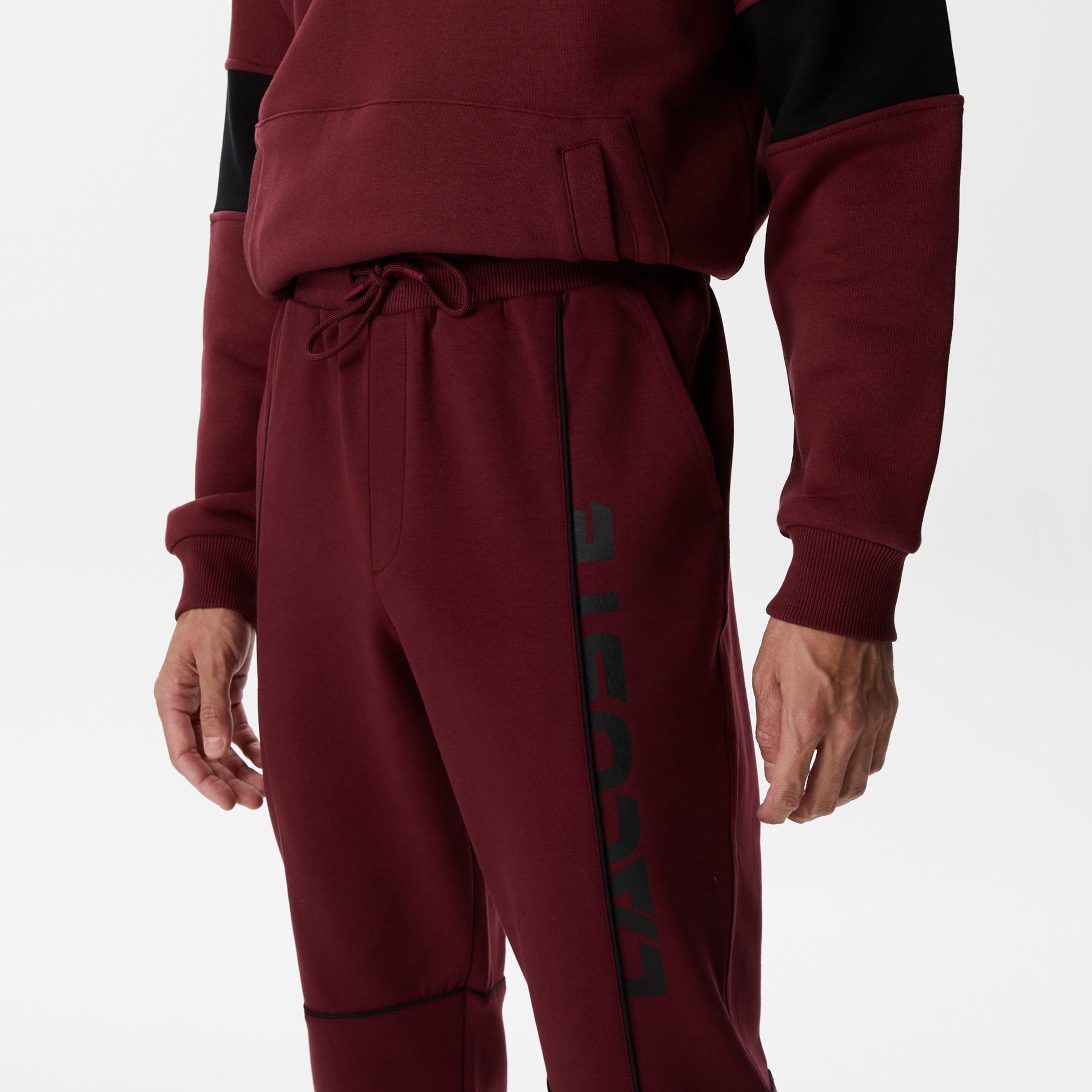 Erkek Slim Fit Baskılı Bordo Eşofman Altı