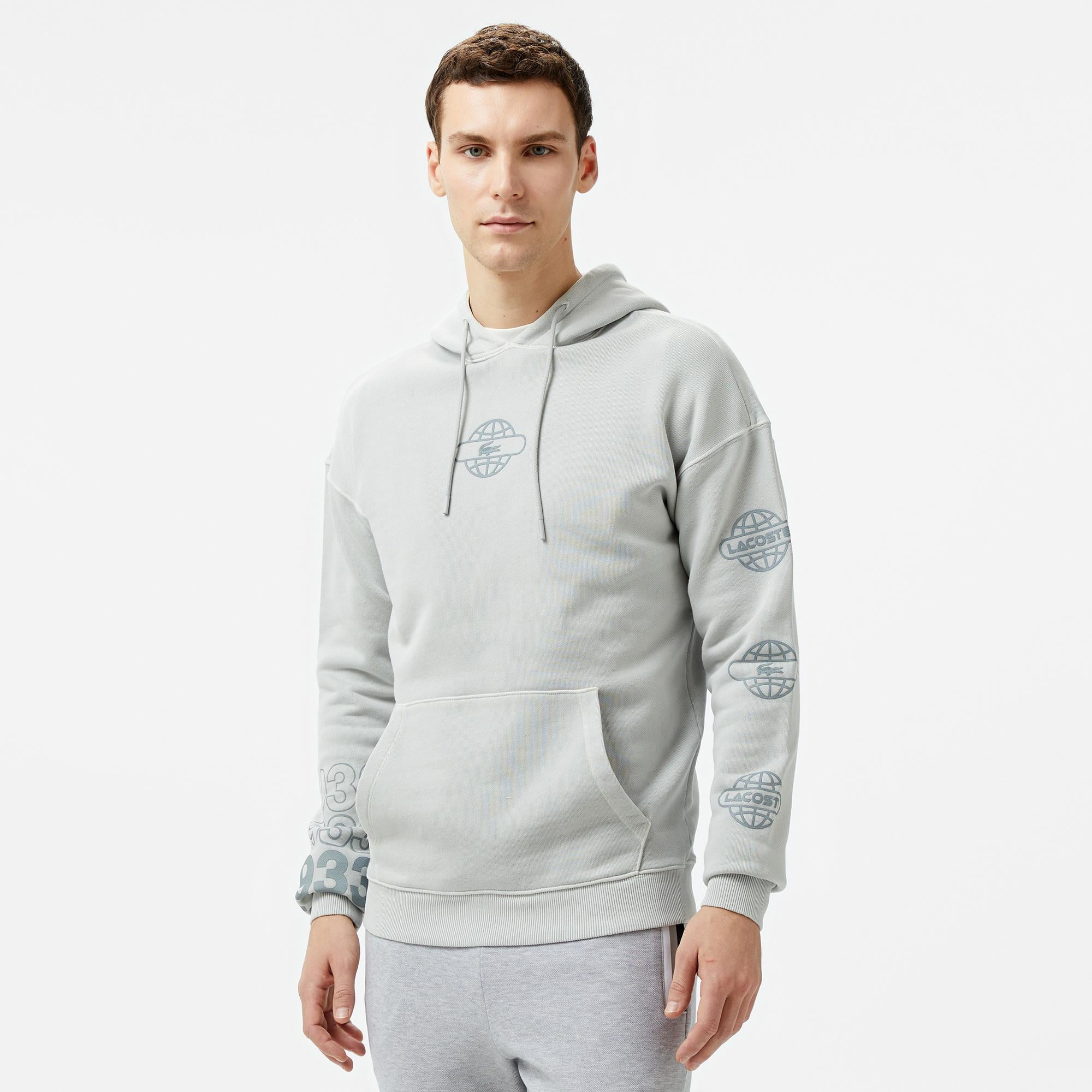 Lacoste House of SuperStep X Lacoste Erkek Gri Hoodie