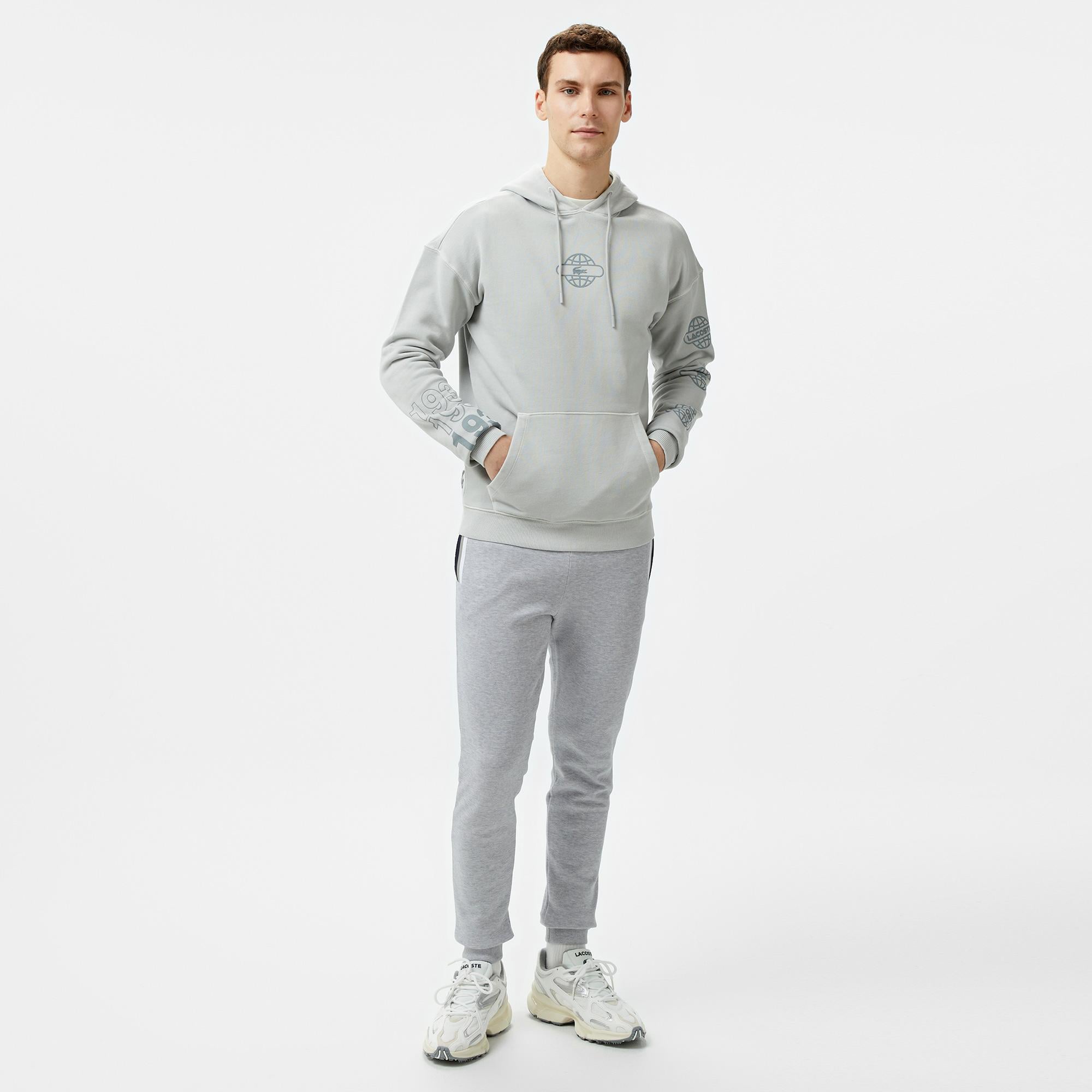 Lacoste House of SuperStep X Lacoste Erkek Gri Hoodie