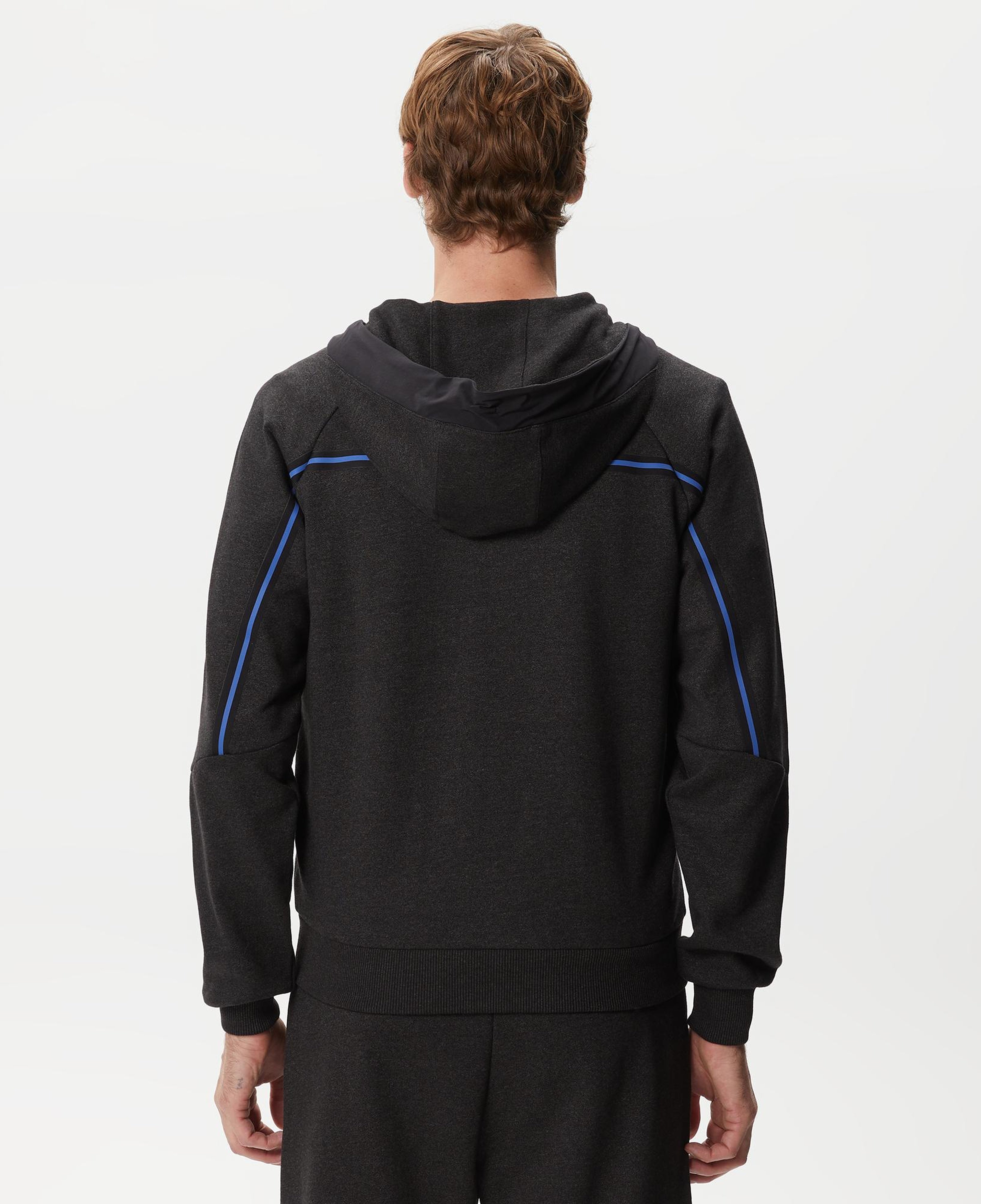 Erkek Slim Fit Kapüşonlu Renk Bloklu Siyah Sweatshirt