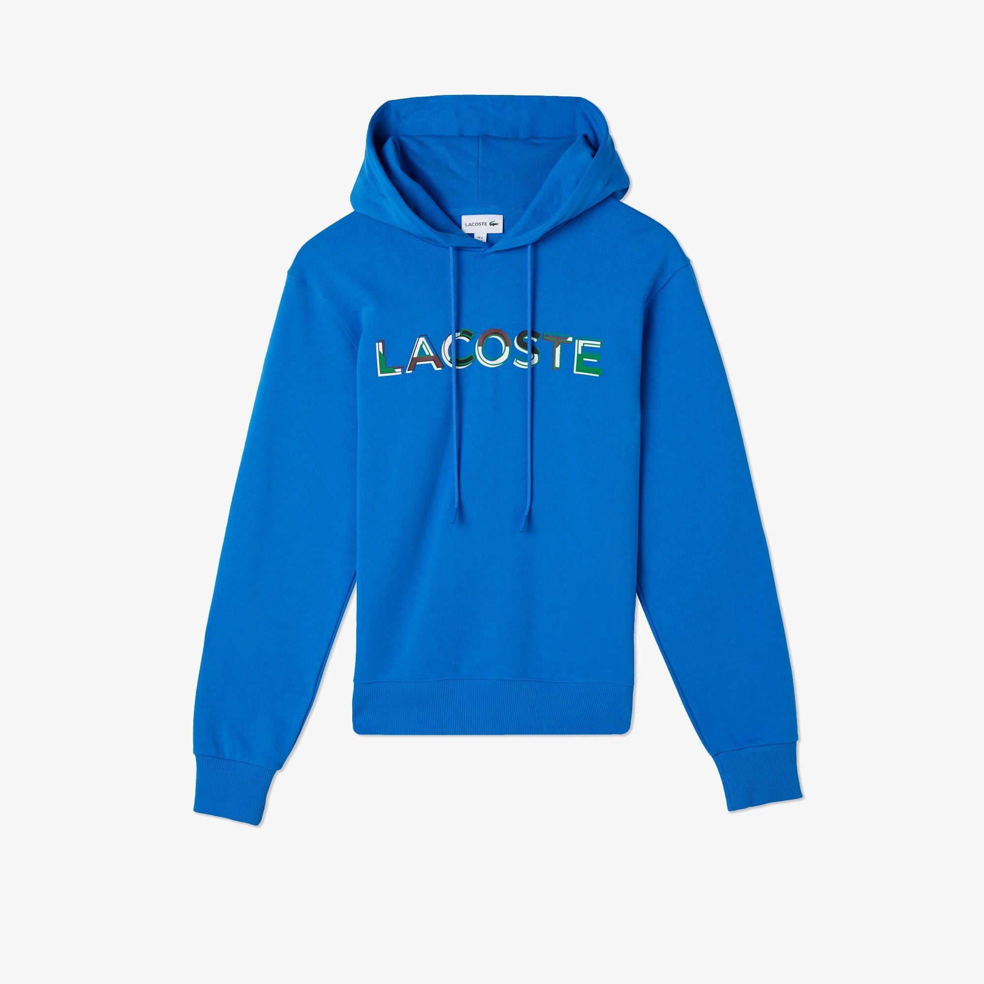 Erkek Regular Fit Kapüşonlu Baskılı Mavi Sweatshirt