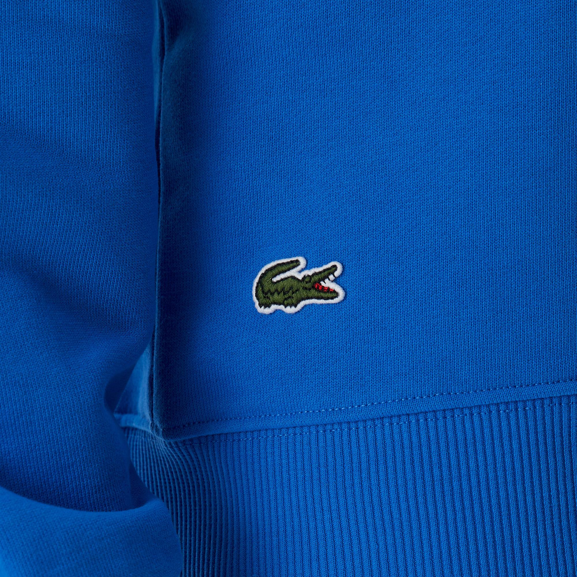Erkek Regular Fit Kapüşonlu Baskılı Mavi Sweatshirt
