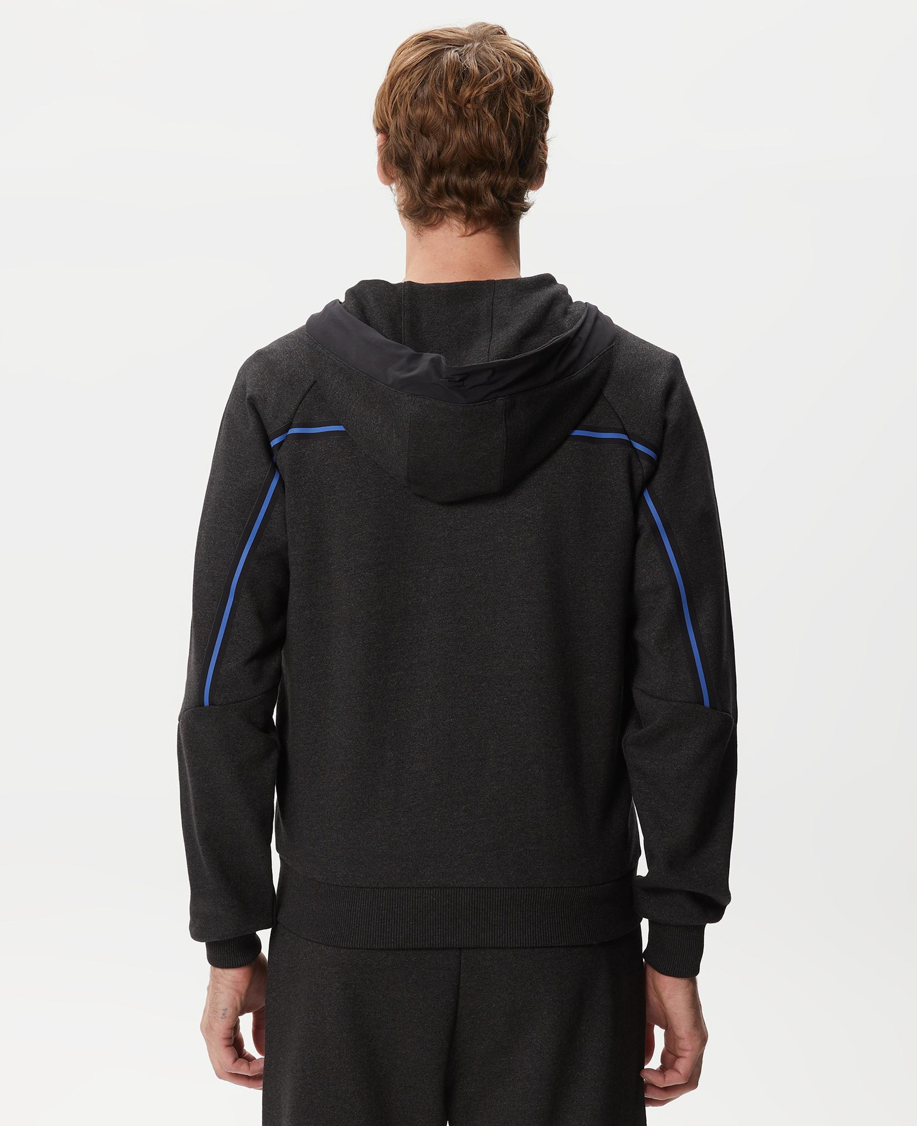 Erkek Slim Fit Kapüşonlu Renk Bloklu Siyah Sweatshirt