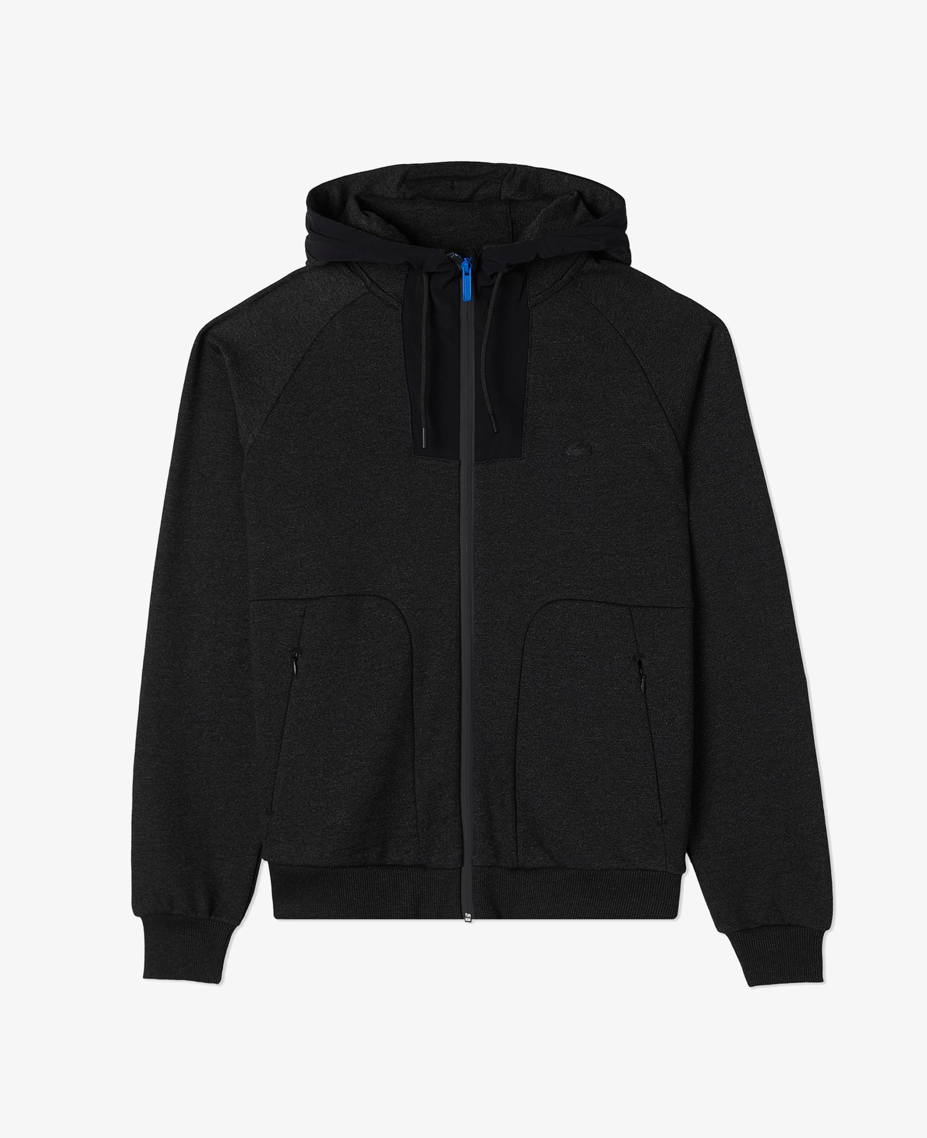 Erkek Slim Fit Kapüşonlu Renk Bloklu Siyah Sweatshirt