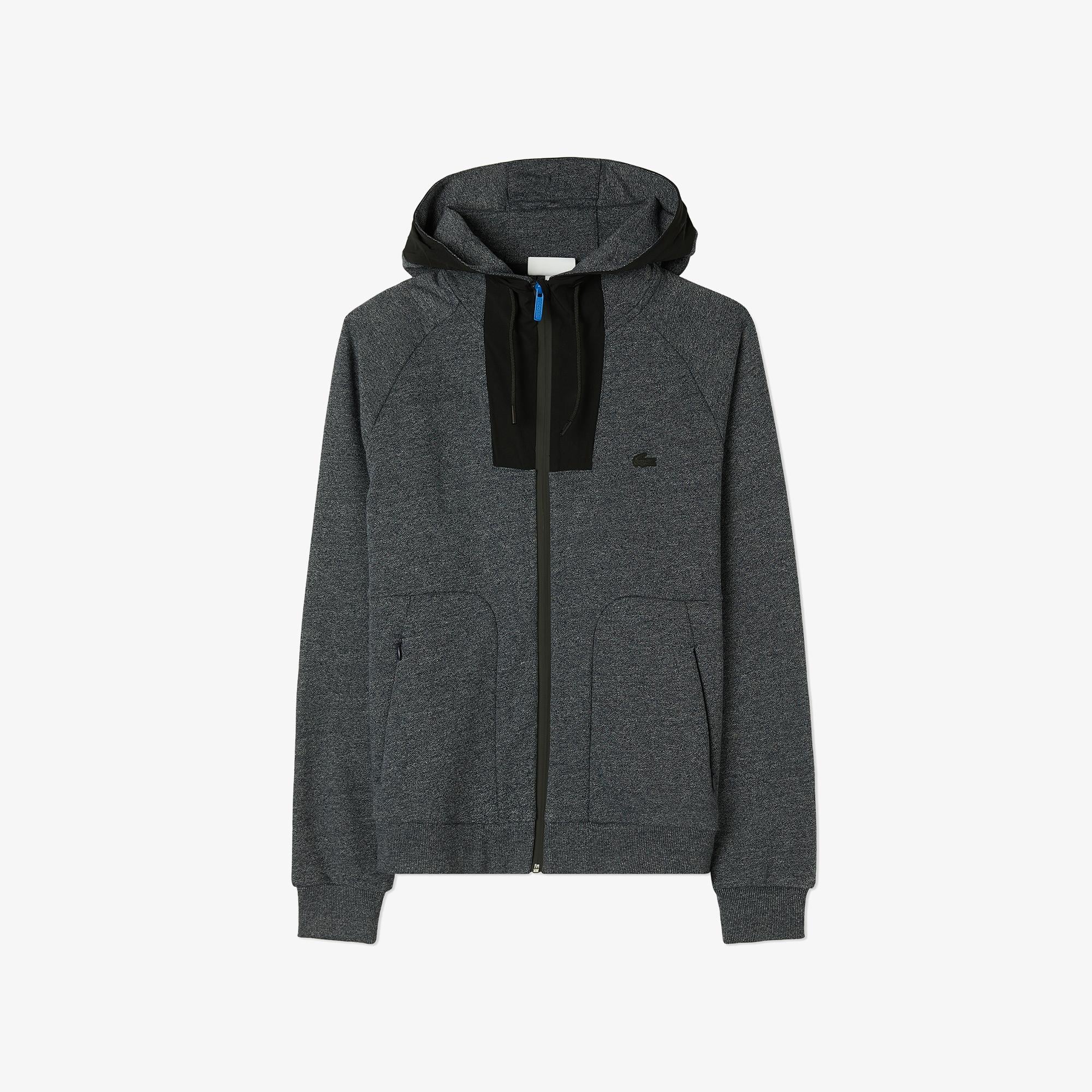 Erkek Slim Fit Kapüşonlu Renk Bloklu Lacivert Sweatshirt