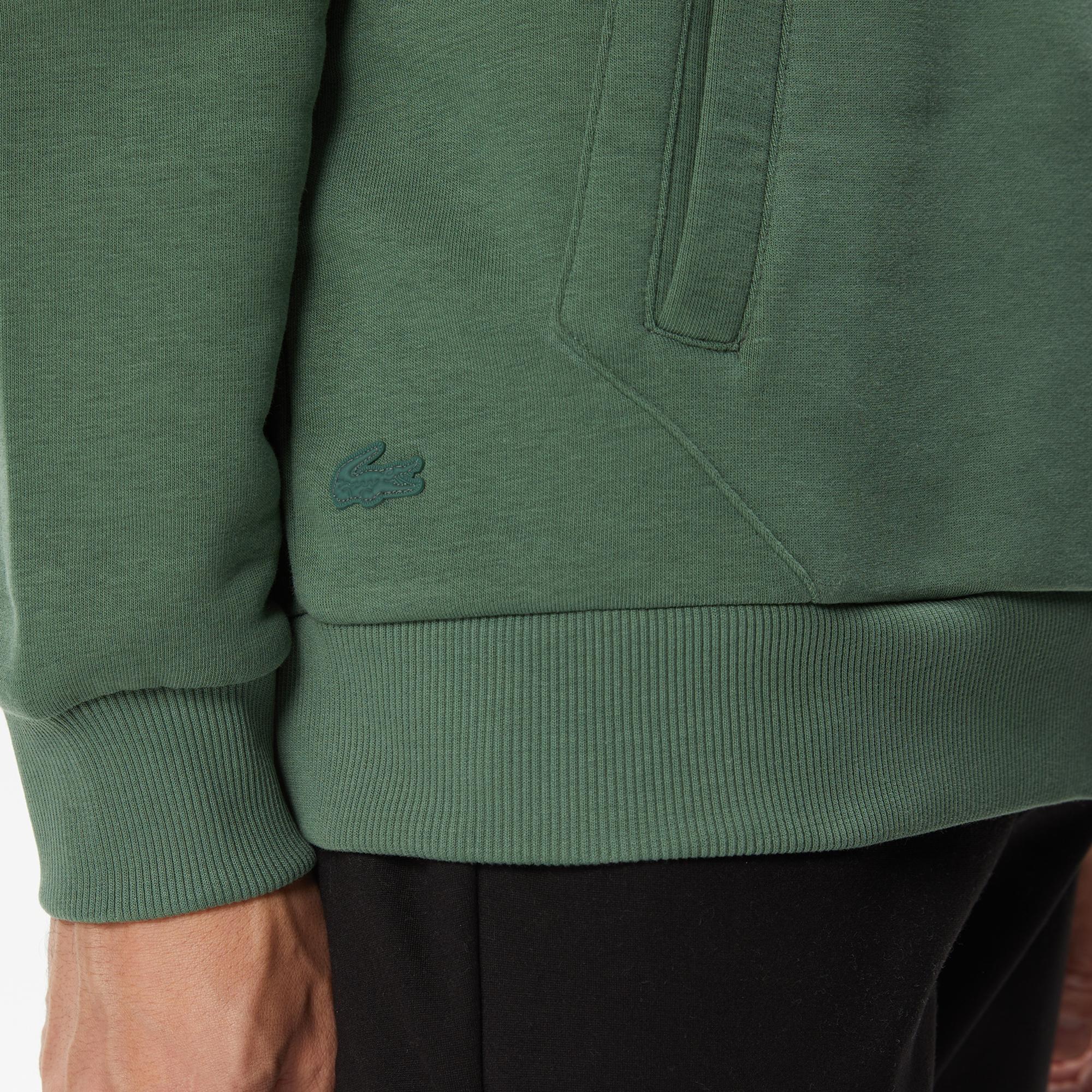 Erkek Relaxed Fit Kapüşonlu Renk Bloklu Haki Sweatshirt