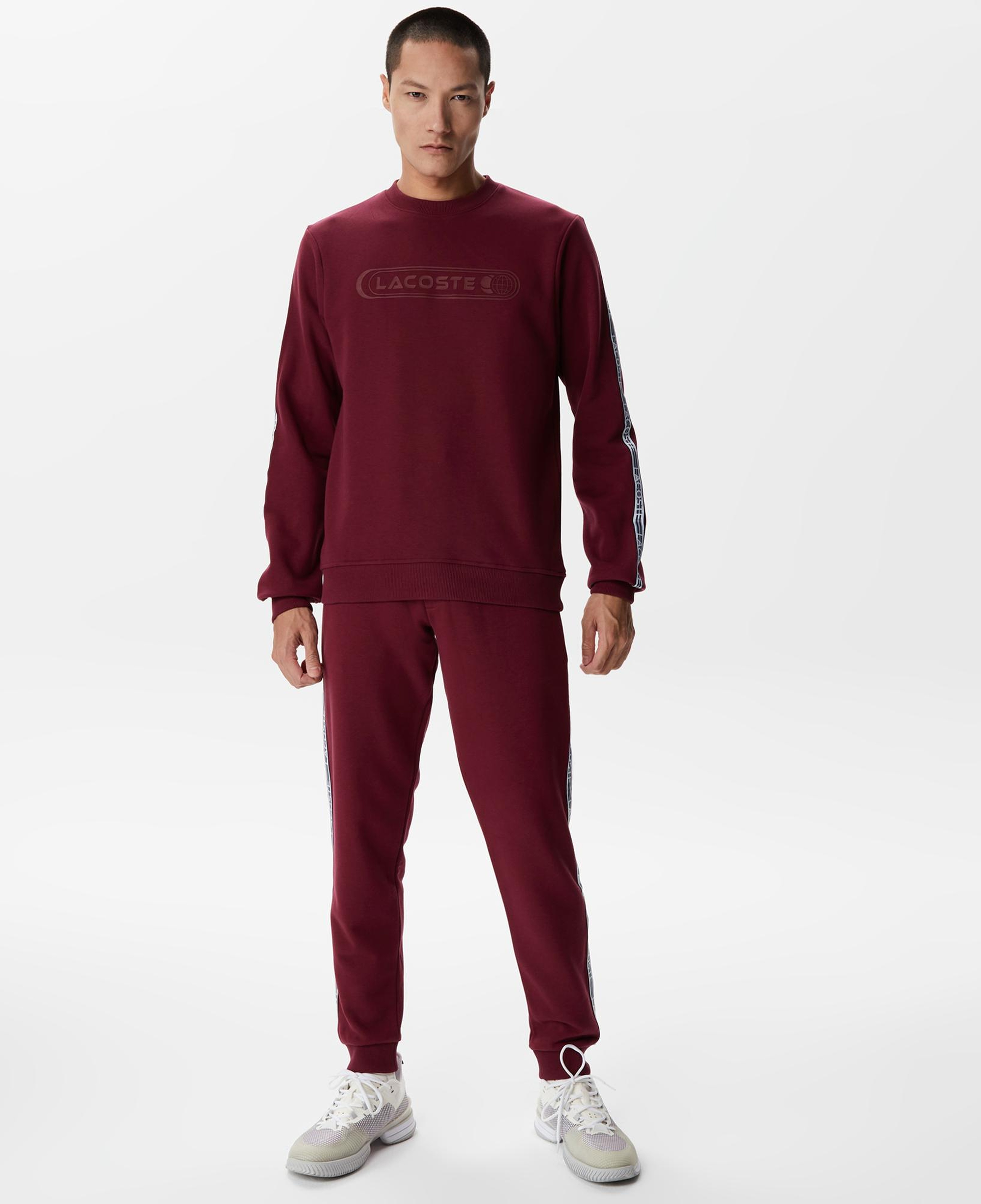 Erkek Relaxed Fit Bisiklet Yaka Baskılı Bordo Sweatshirt