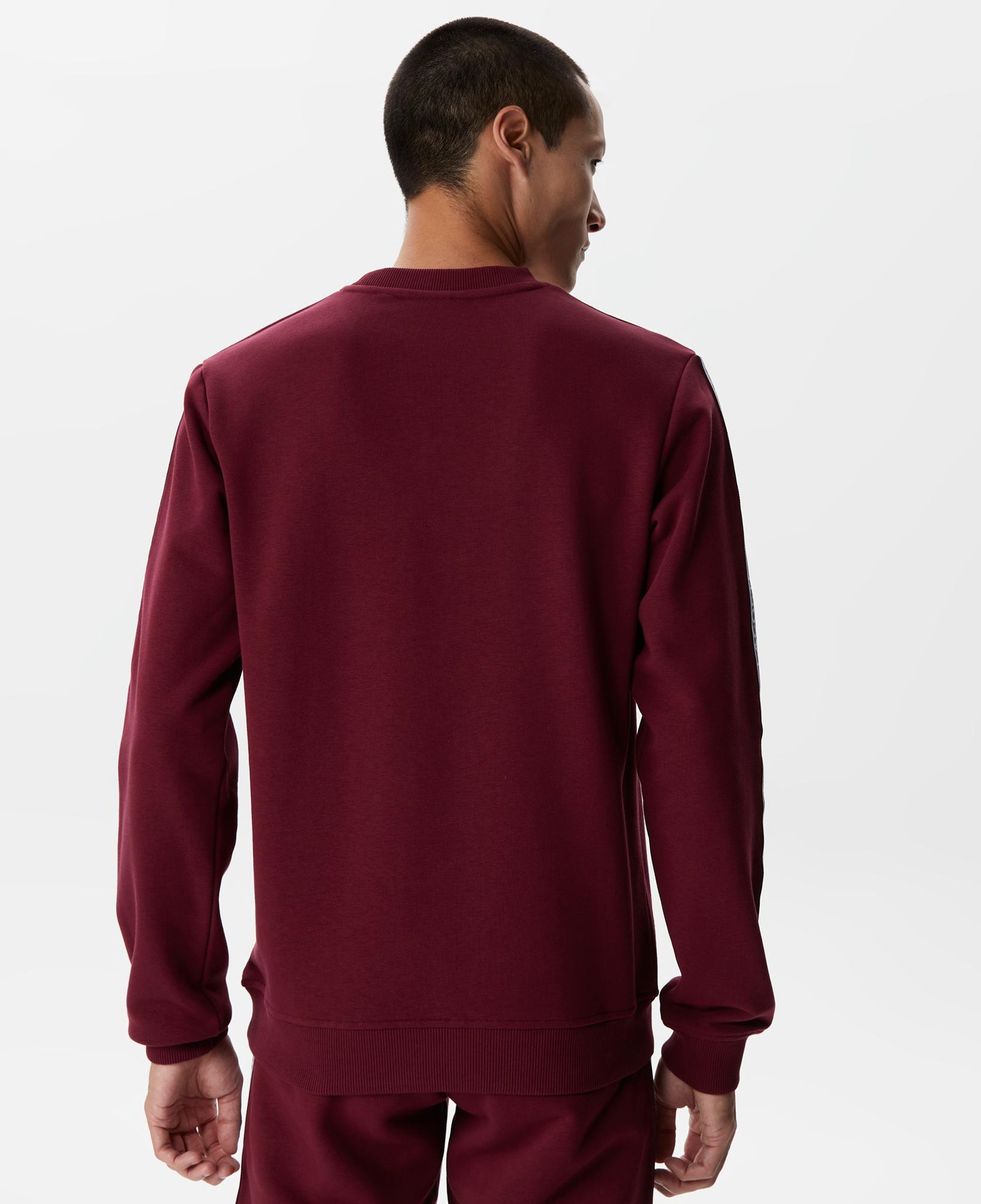 Erkek Relaxed Fit Bisiklet Yaka Baskılı Bordo Sweatshirt