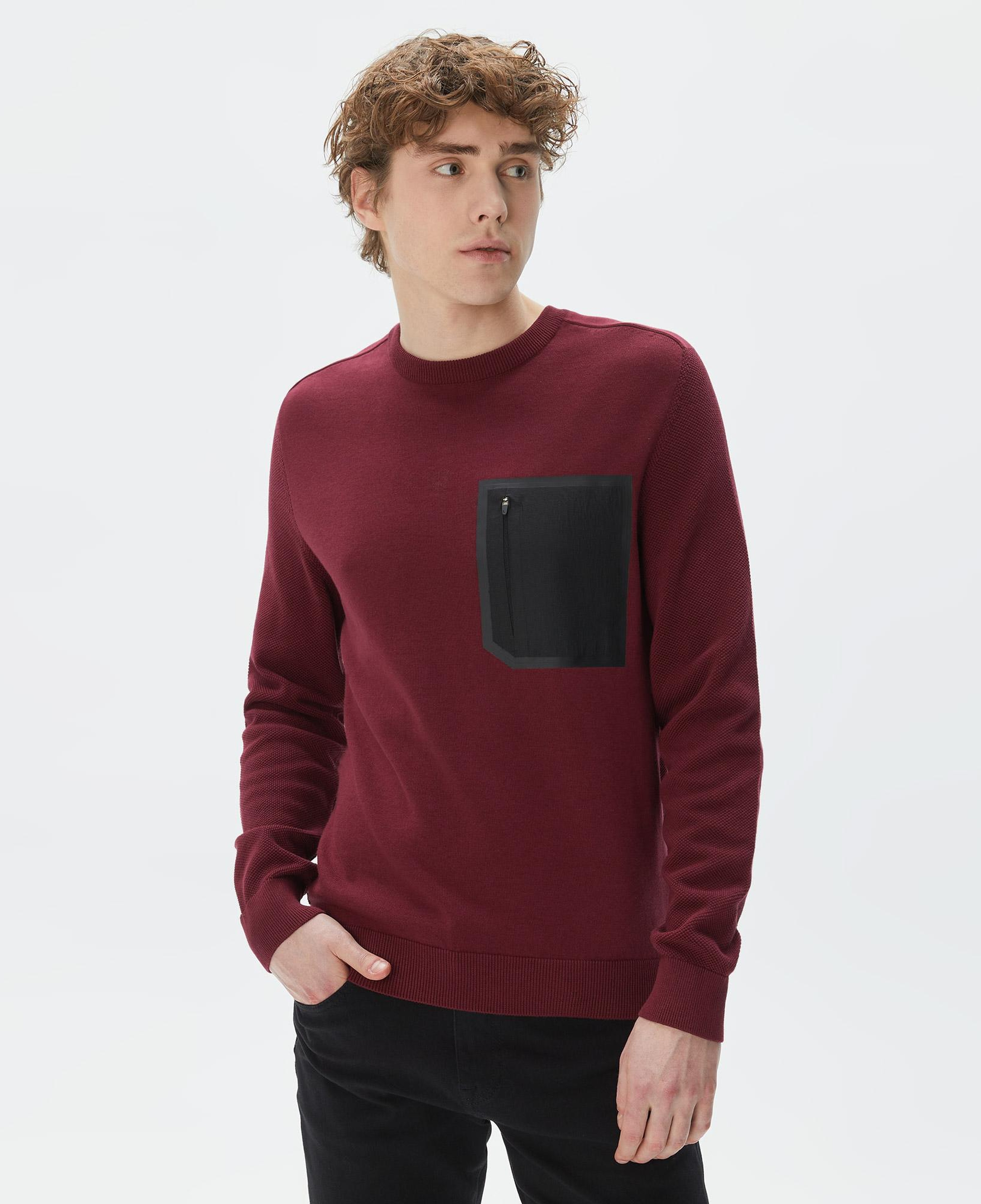 Erkek Regular Fit Bisiklet Yaka Bordo Triko
