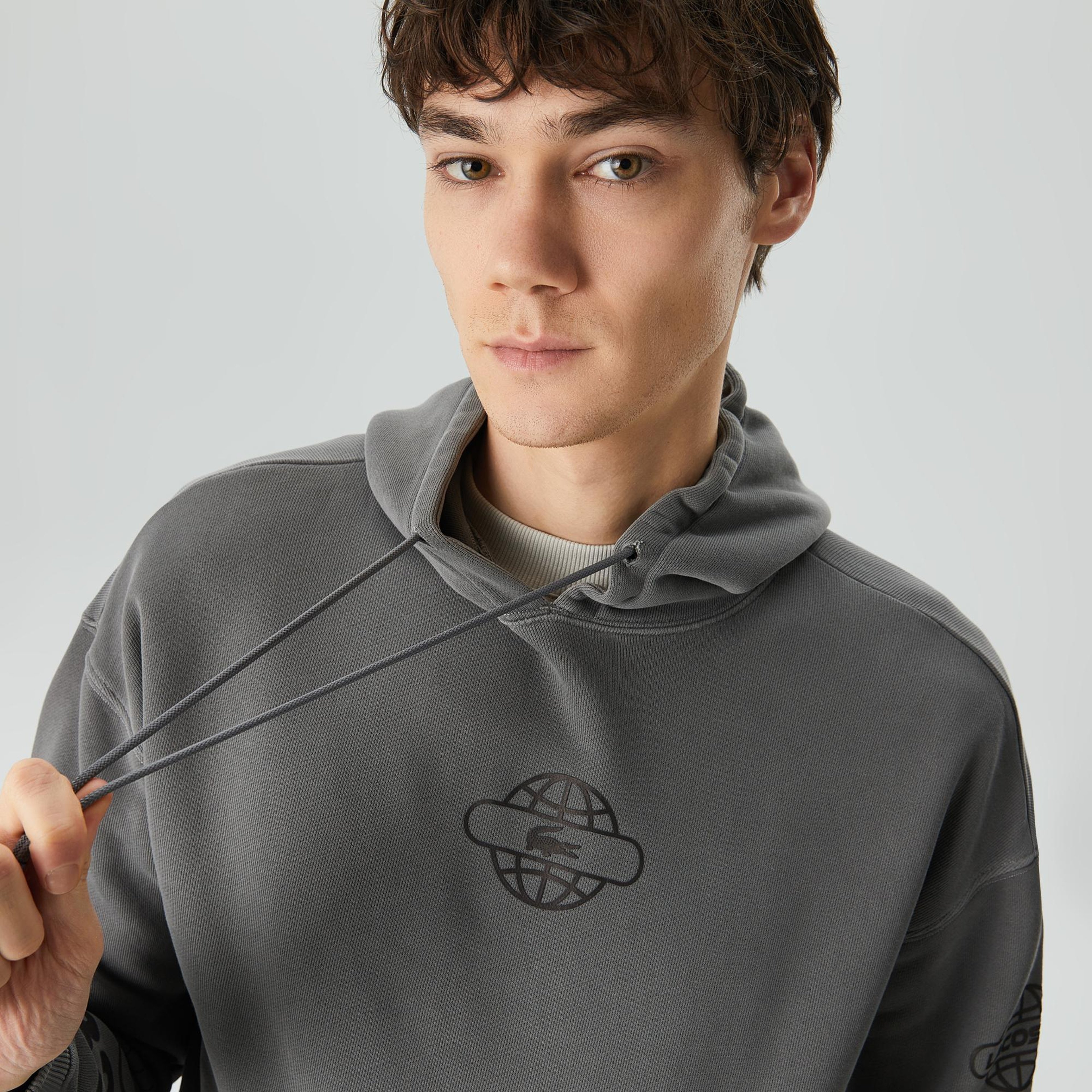 Lacoste House of SuperStep X Lacoste Erkek Gri Hoodie