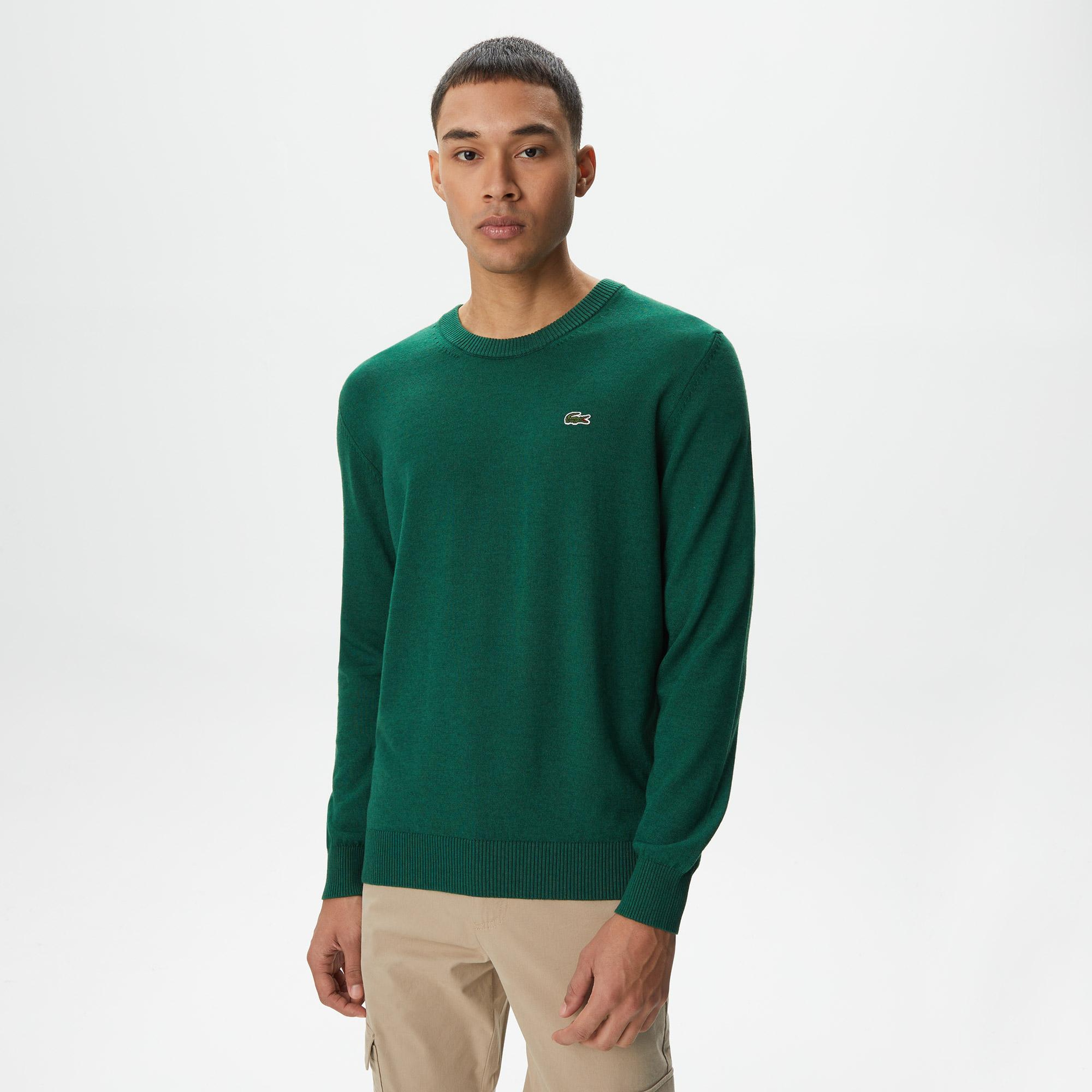 Lacoste Erkek Regular Fit Bisiklet Yaka Yeşil Yün Karışımlı Triko