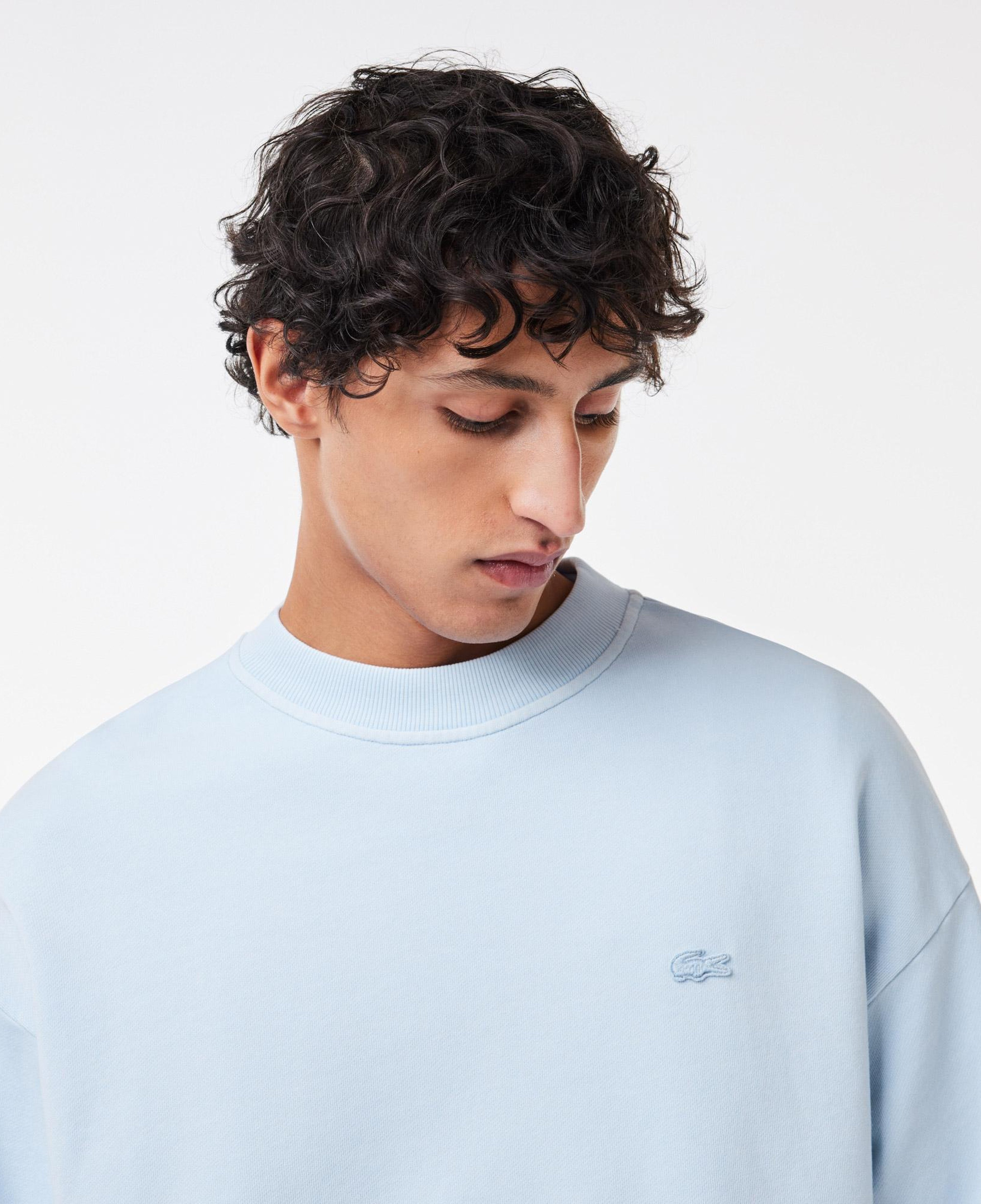Erkek Loose Fit Bisiklet Yaka Açık Mavi Sweatshirt