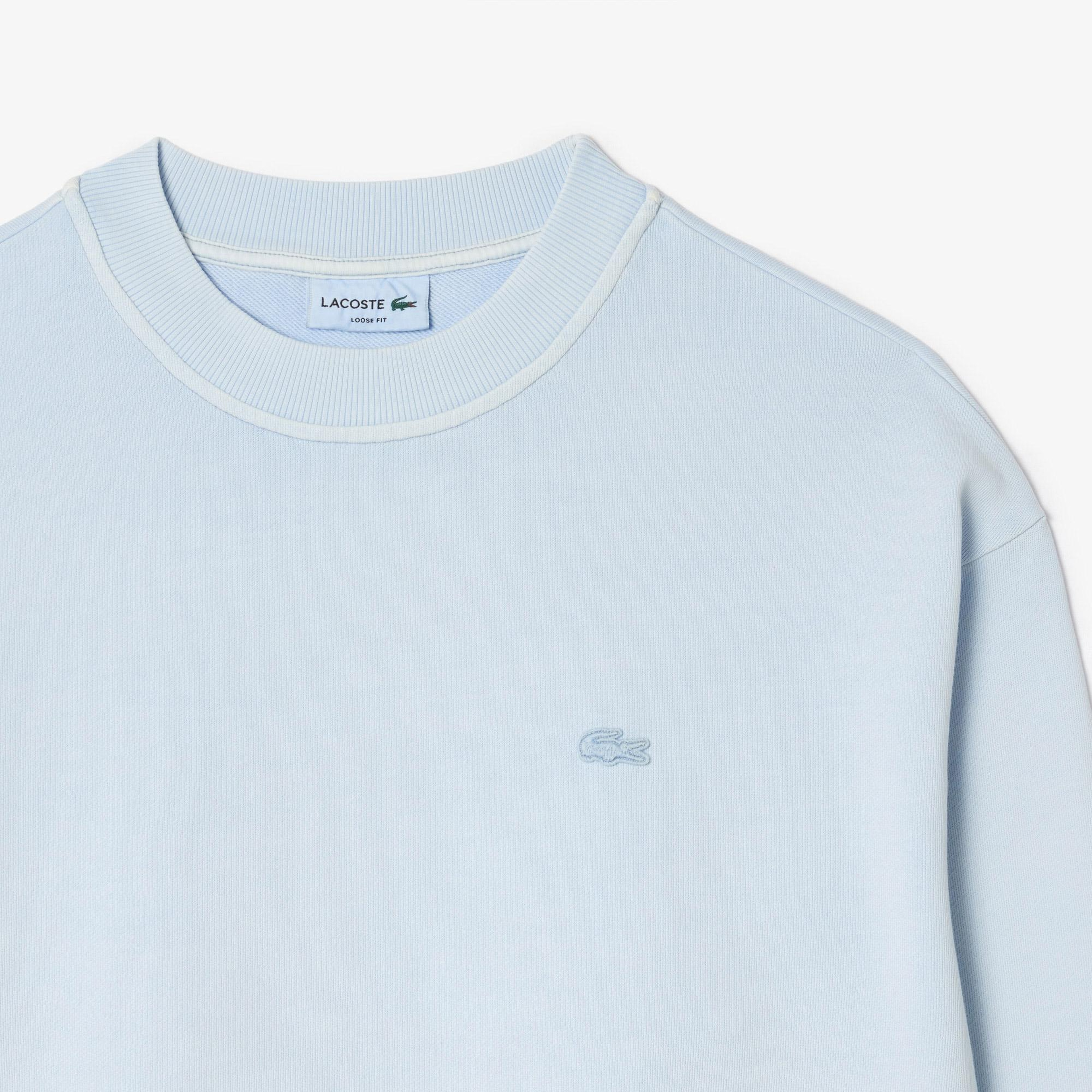 Erkek Loose Fit Bisiklet Yaka Açık Mavi Sweatshirt