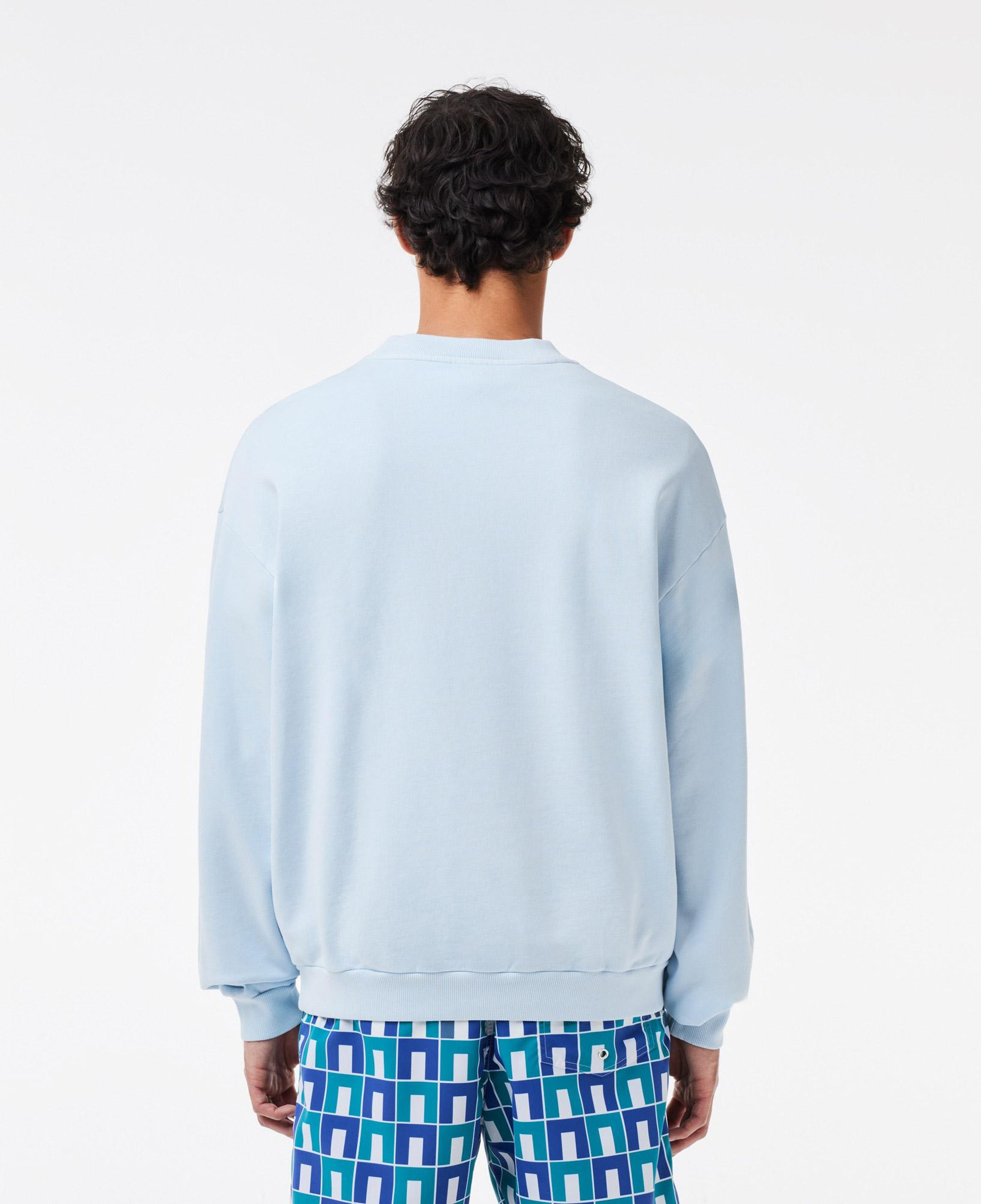 Erkek Loose Fit Bisiklet Yaka Açık Mavi Sweatshirt