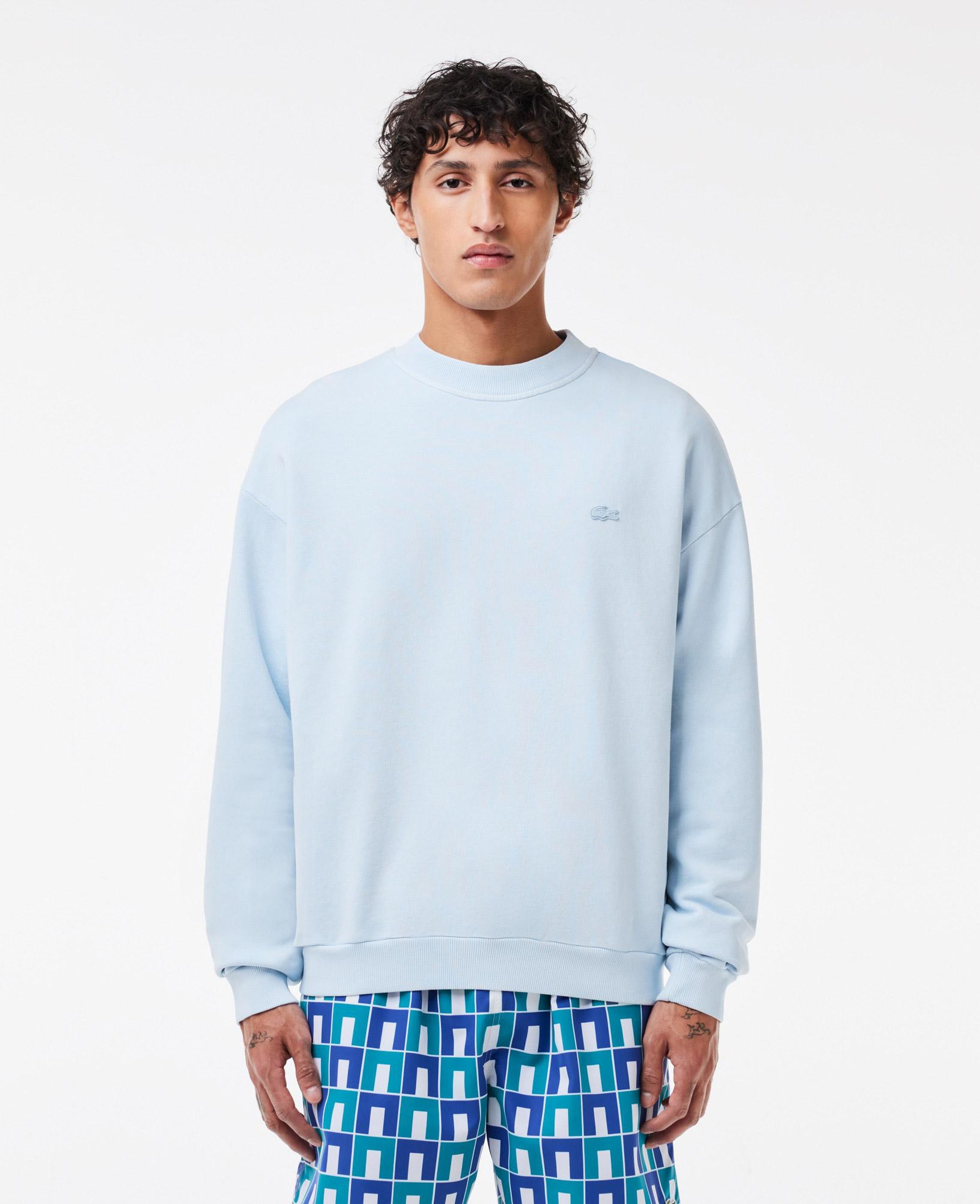 Erkek Loose Fit Bisiklet Yaka Açık Mavi Sweatshirt