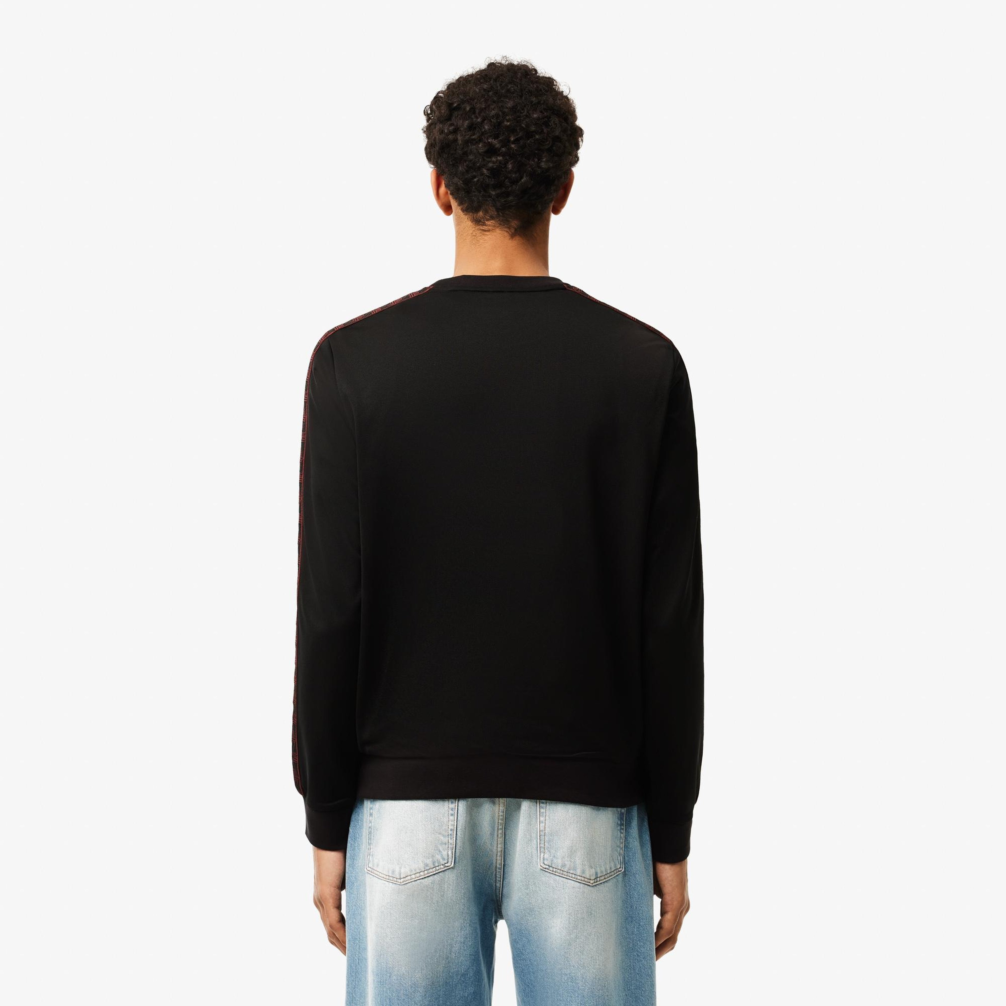 Erkek Classic Fit Bisiket Yaka Baskılı Siyah Sweatshirt
