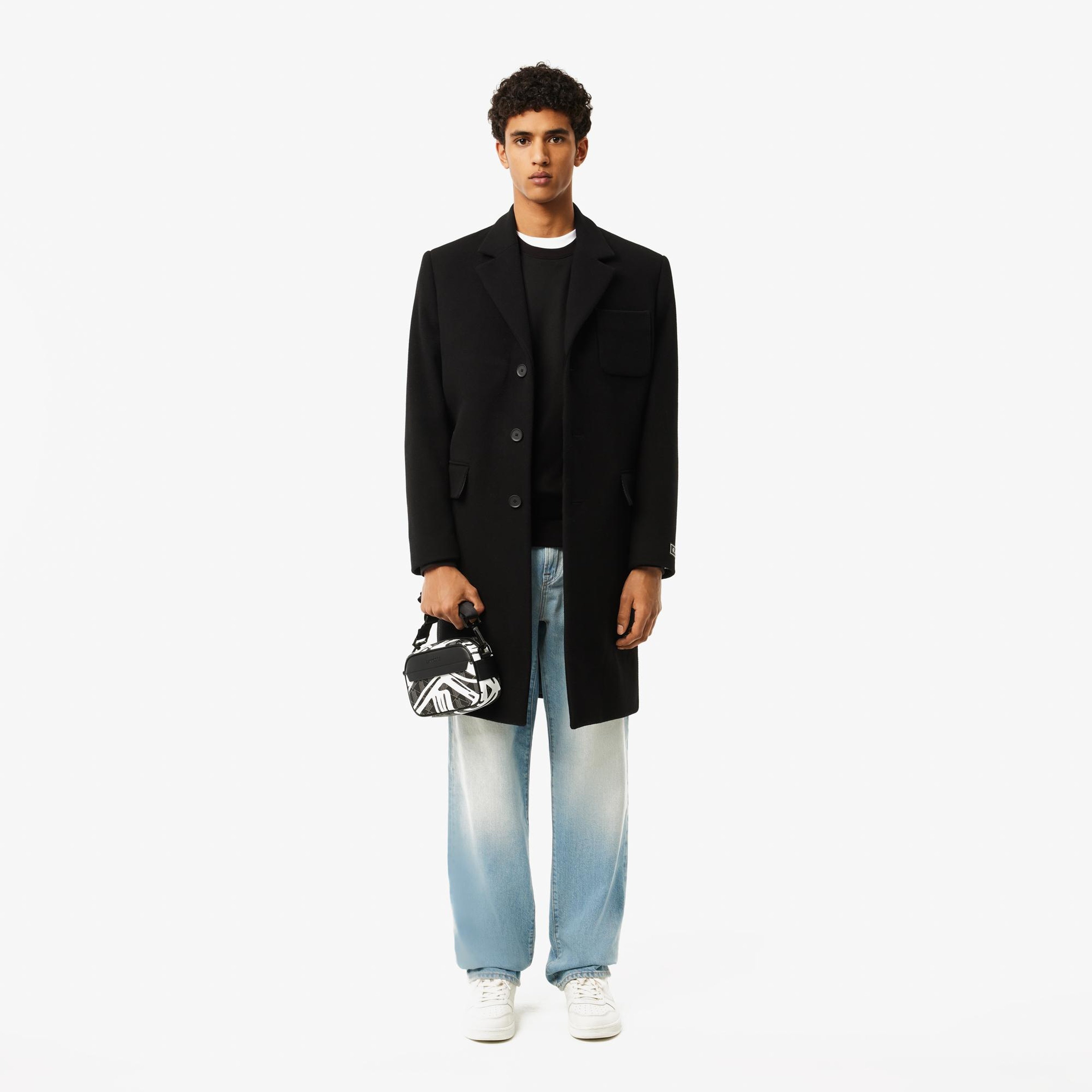 Erkek Classic Fit Bisiket Yaka Baskılı Siyah Sweatshirt