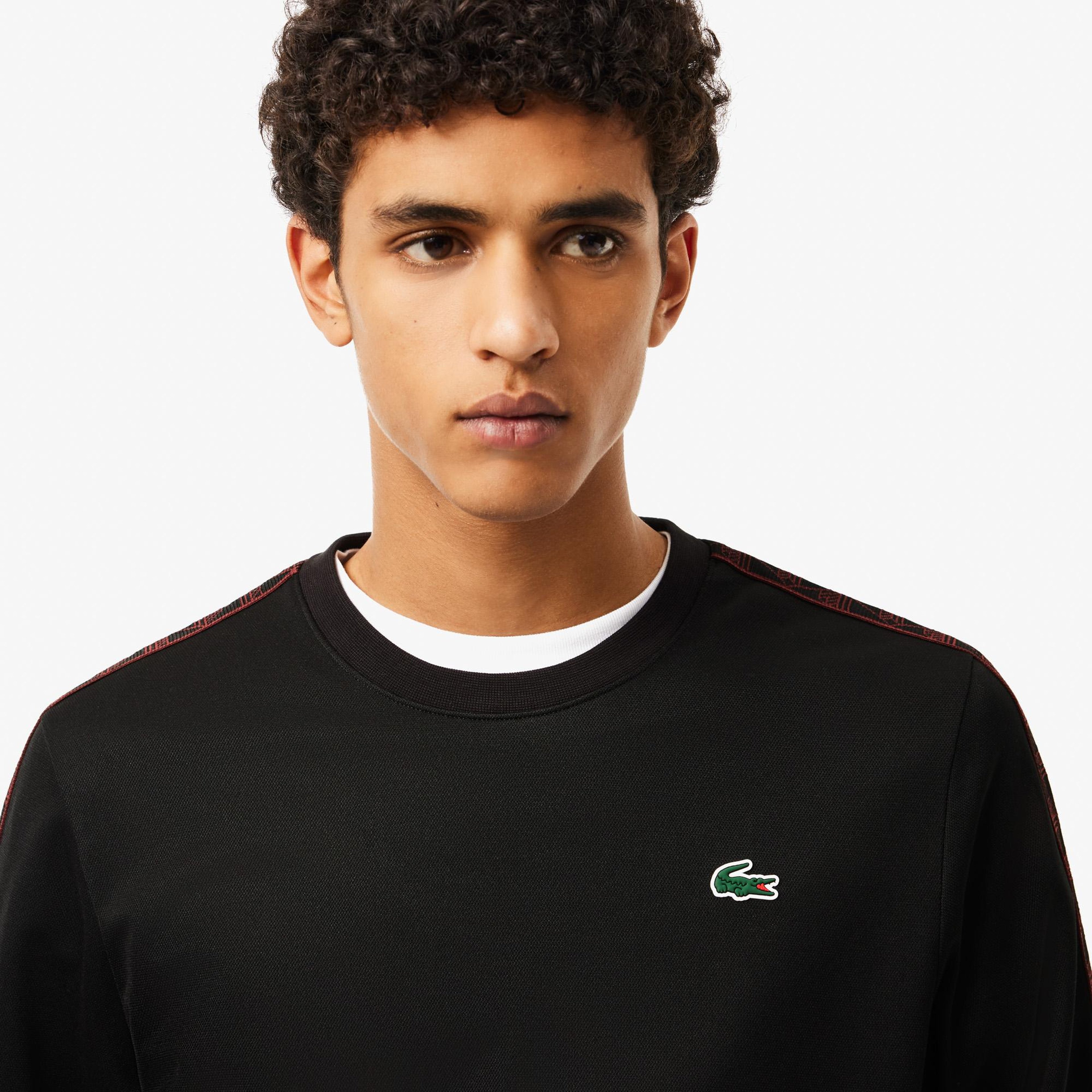 Erkek Classic Fit Bisiket Yaka Baskılı Siyah Sweatshirt