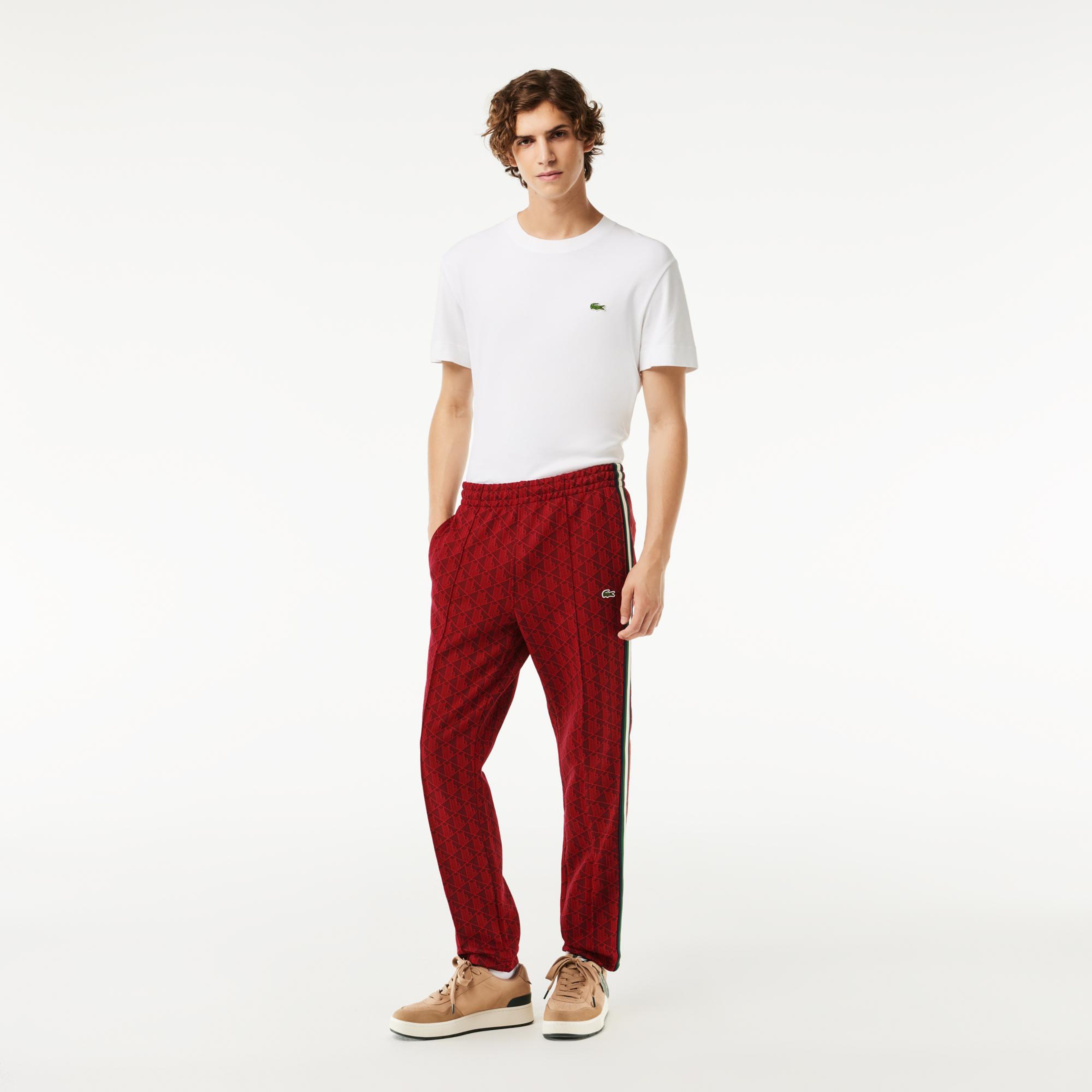 Erkek Regular Fit Monogram Kırmızı Eşofman Altı