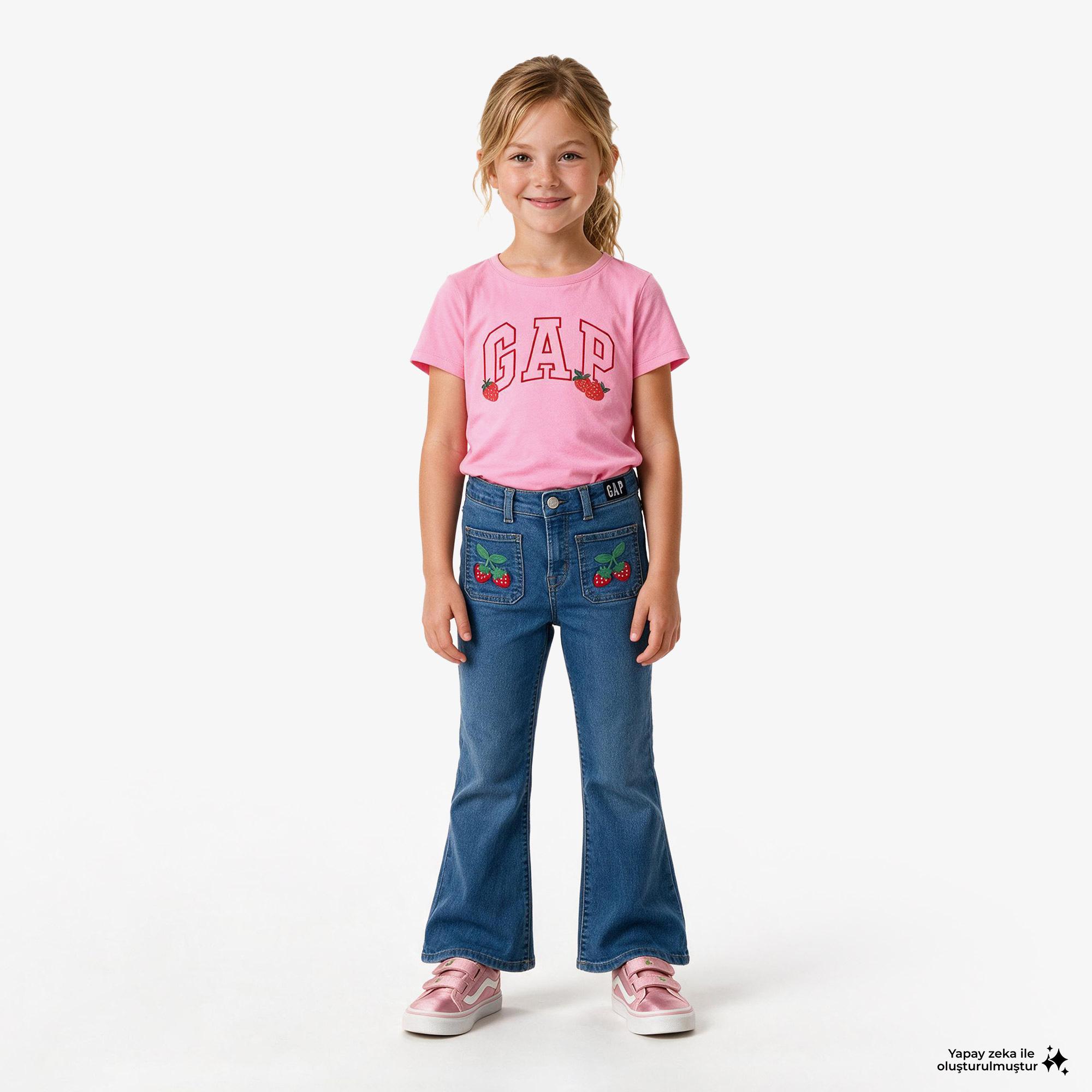 Gap V-Logo Ss Tee Sp26 Çocuk Pembe T-Shirt