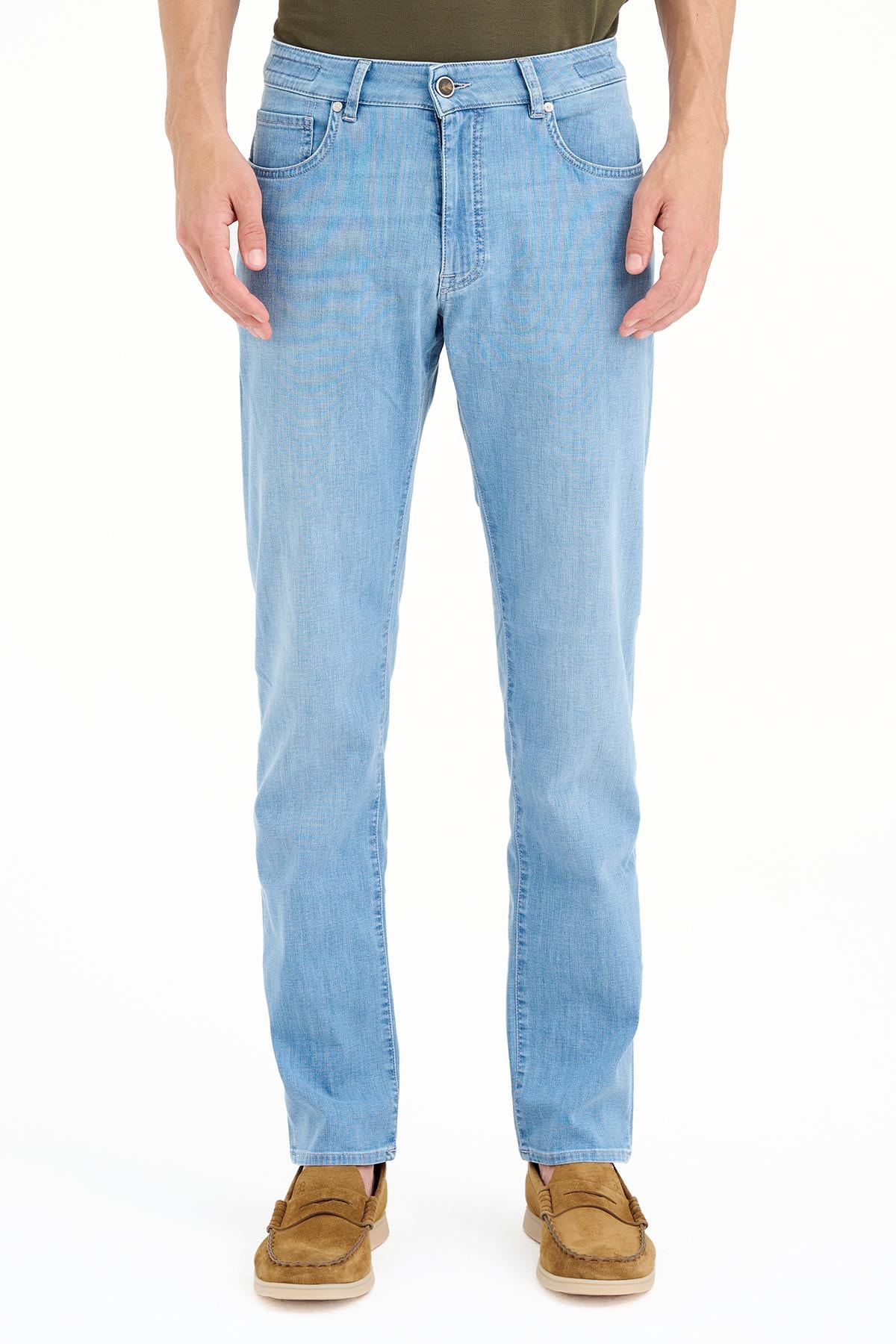 Erkek Mavi Lyocell Karışımlı Jean Pantolon