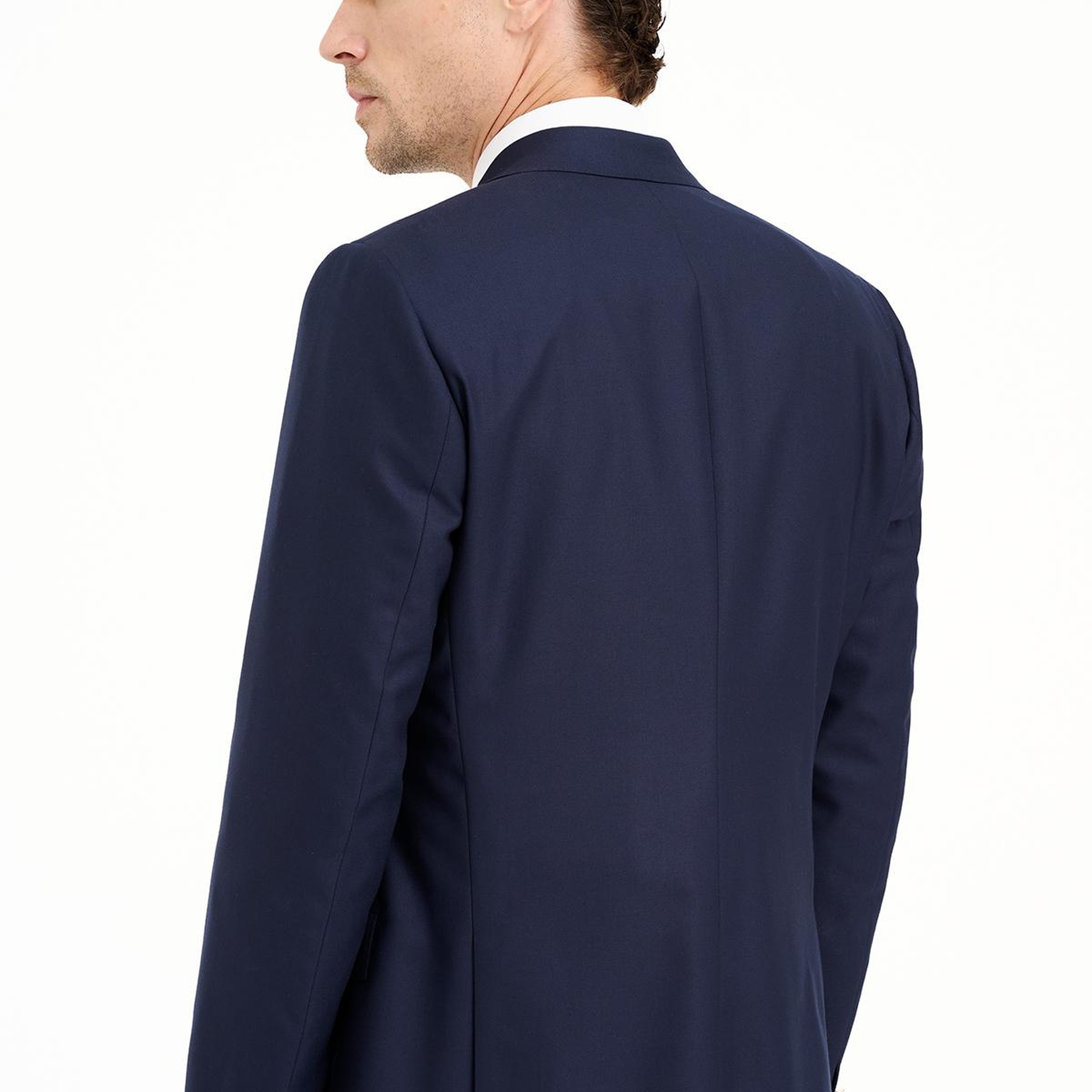 Erkek Lacivert Yün Loro Piana Kumaşıyla Üretilmiş Blazer Ceket