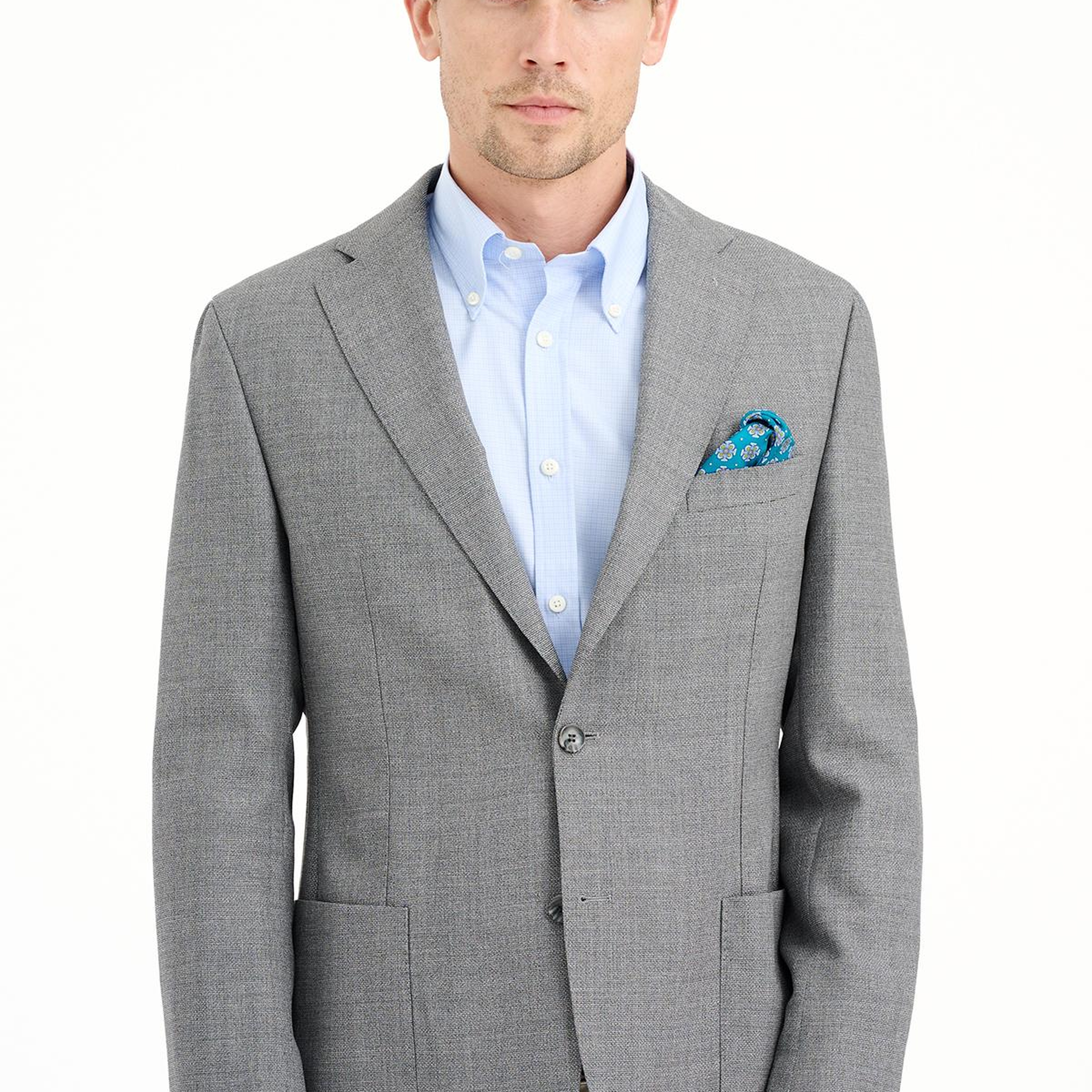 Erkek Gri Vitale Barberis Kumaşıyla Üretilmiş Yün Ceket