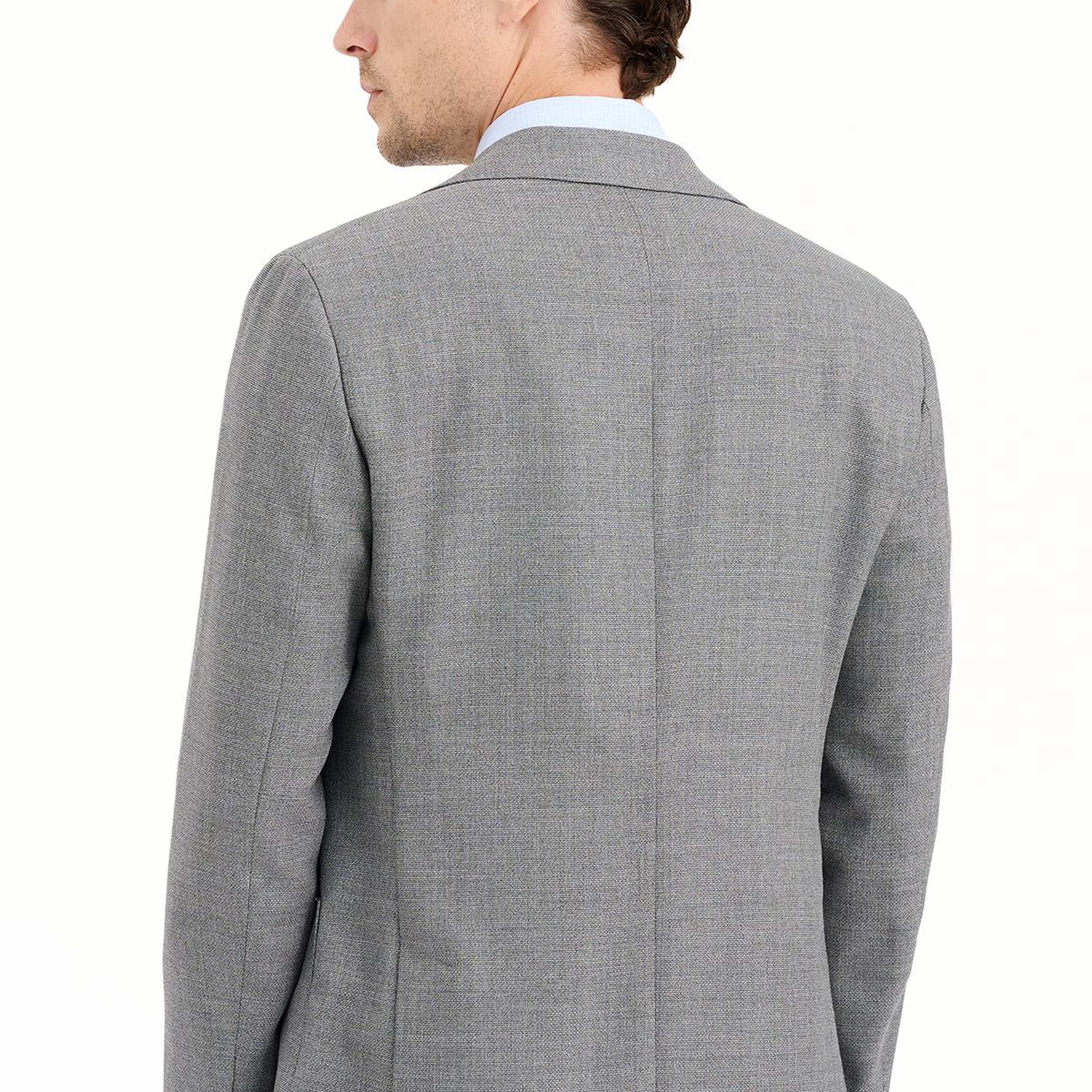 Erkek Gri Vitale Barberis Kumaşıyla Üretilmiş Yün Ceket