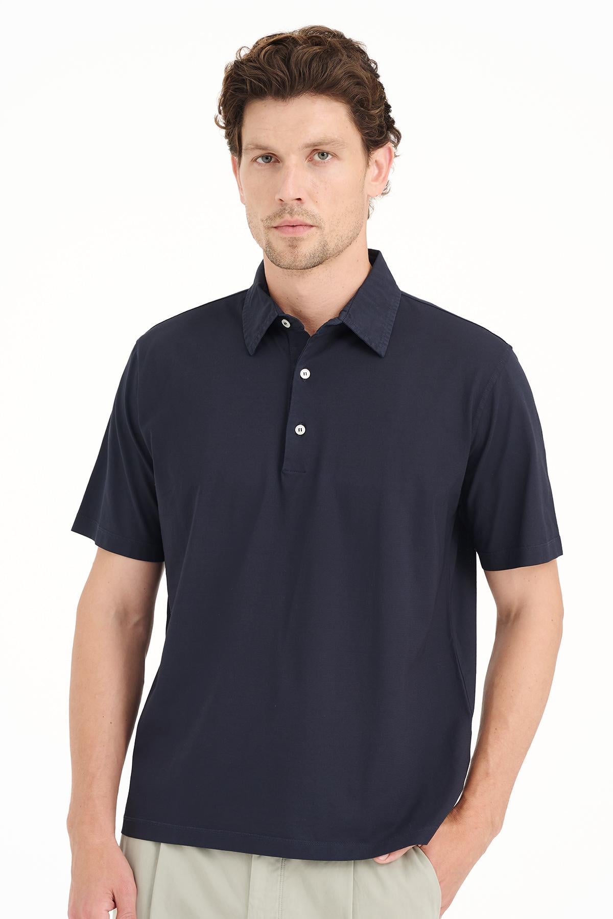 Erkek Lacivert Polo Yaka T-Shirt