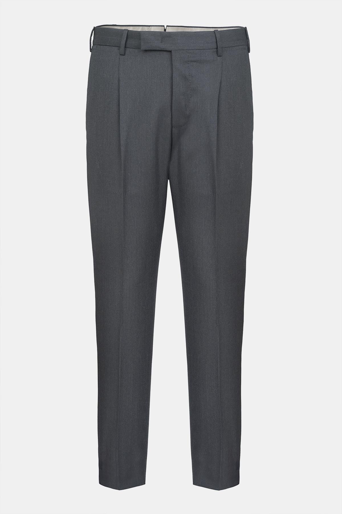 Erkek Açık Gri Yün Slim Fit Klasik Pantolon