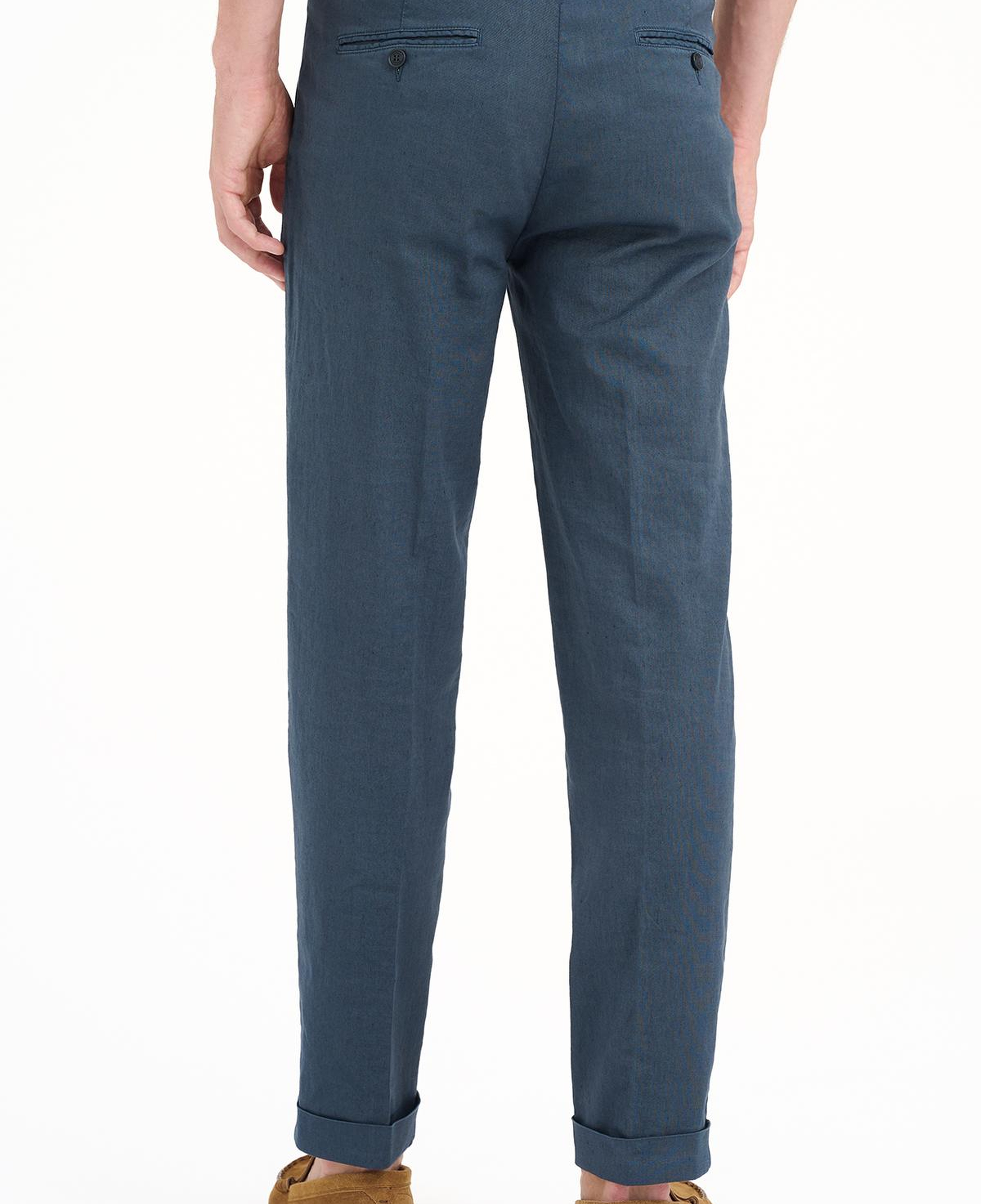 Erkek Lacivert Keten Karışımlı Chino Pantolon