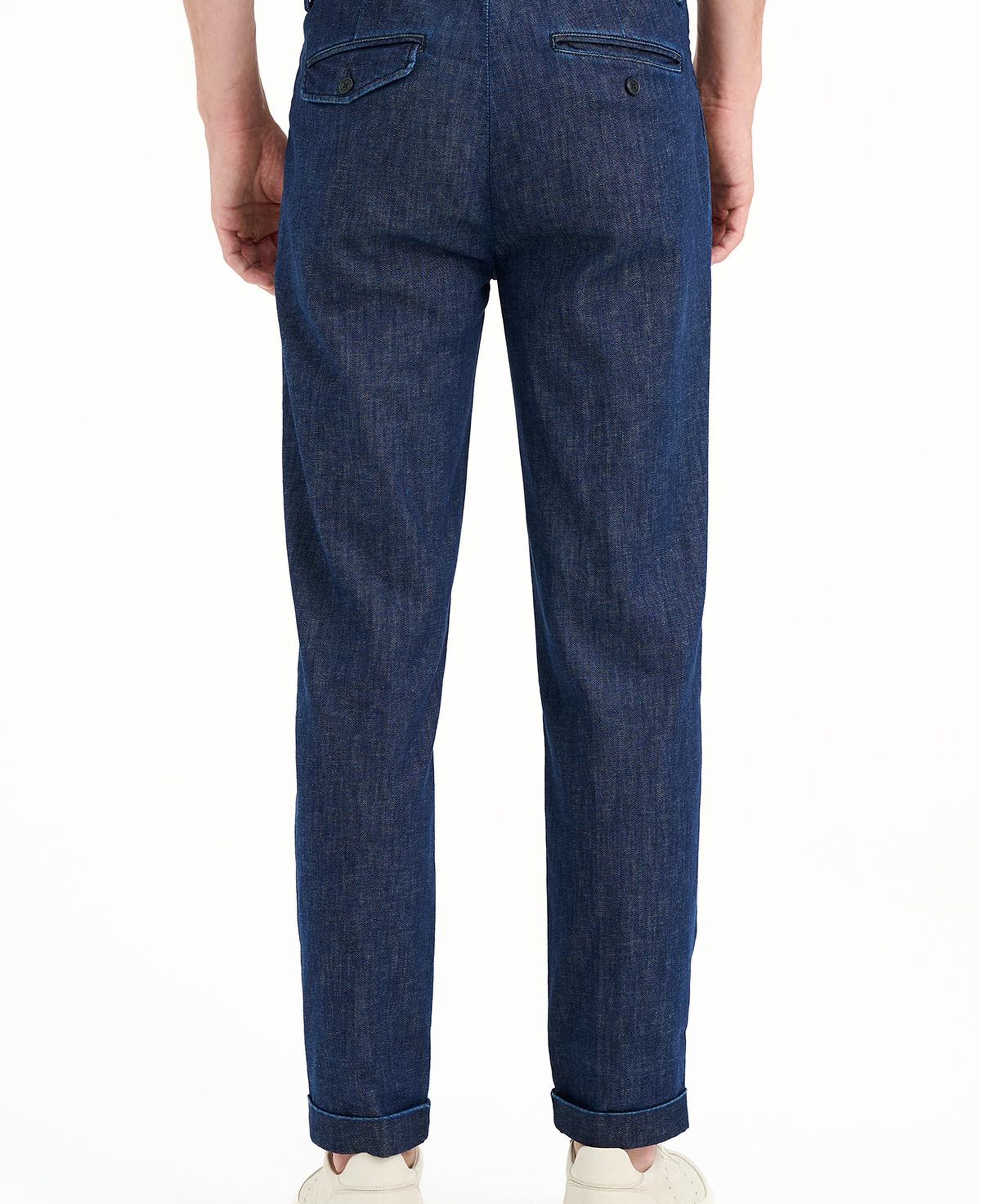 Erkek Lacivert Keten Karışımlı Jean Pantolon