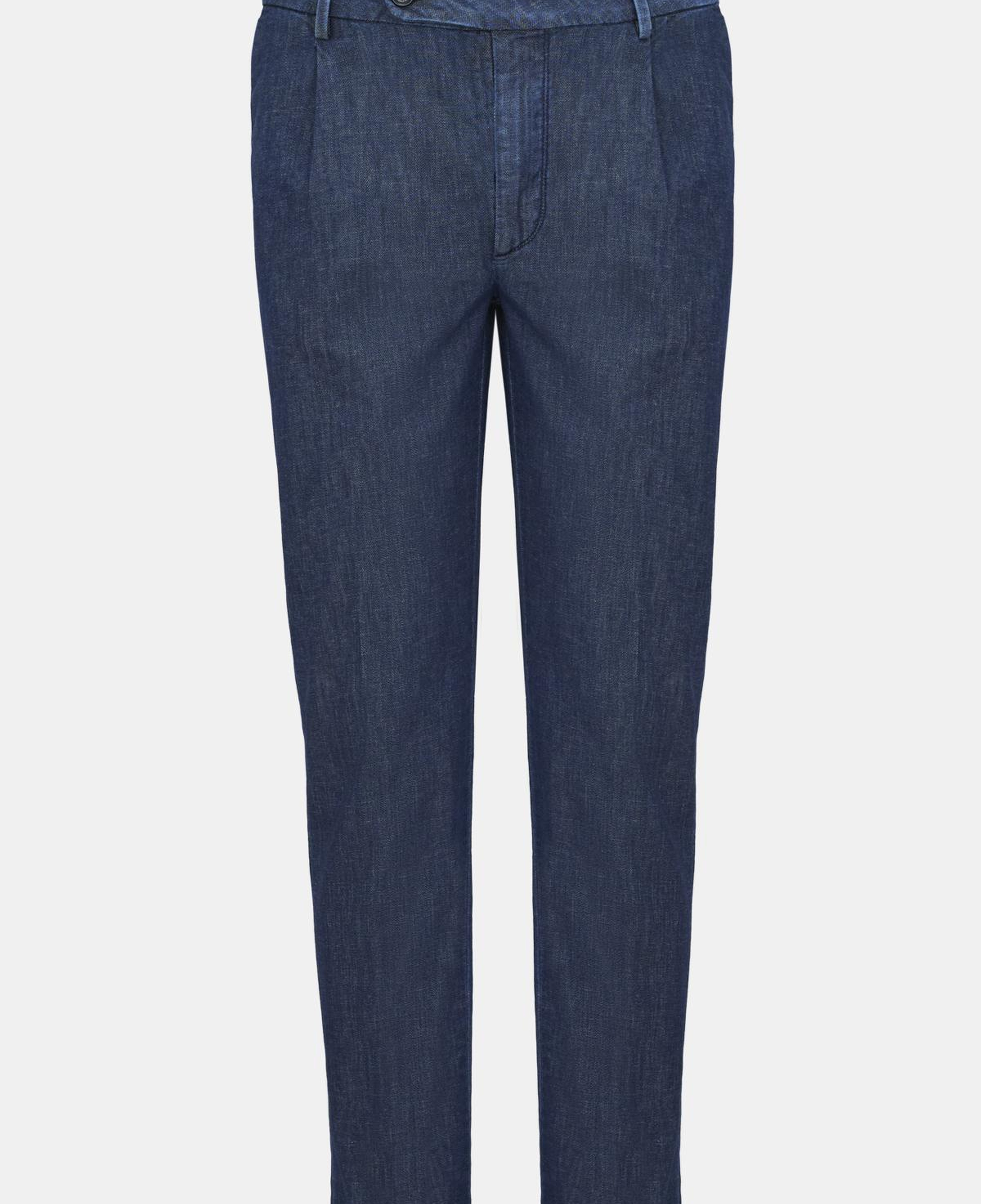 Erkek Lacivert Keten Karışımlı Jean Pantolon