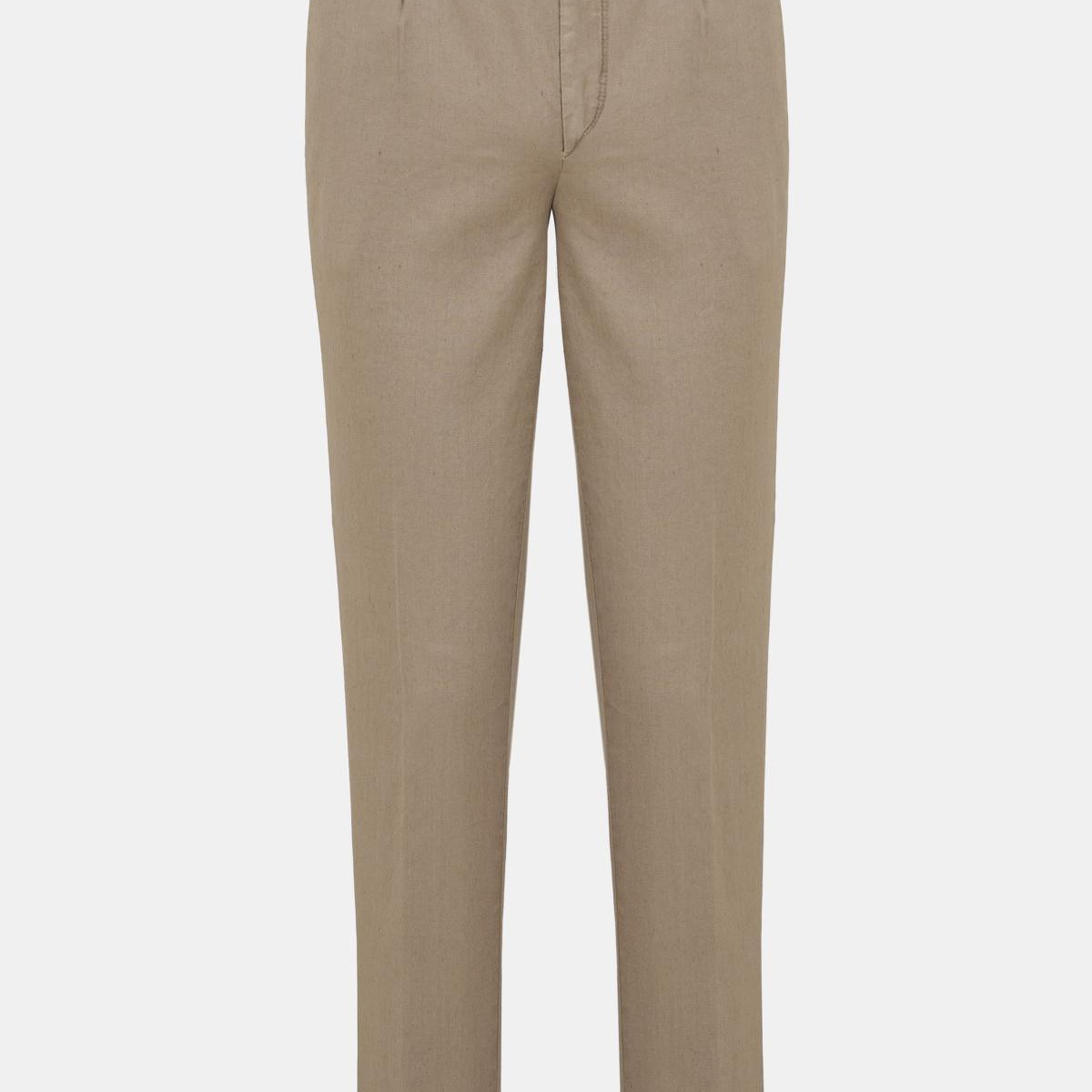 Erkek Gri Keten Karışımlı Chino Pantolon