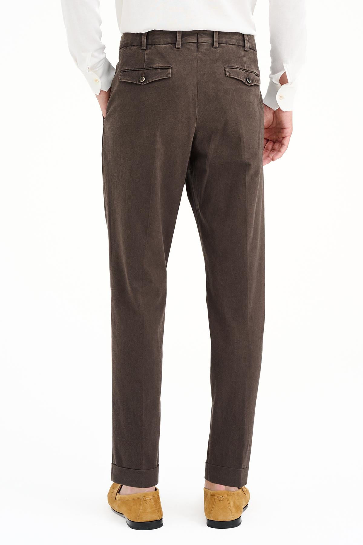 Erkek Kahverengi Slim Fit Chino Pantolon